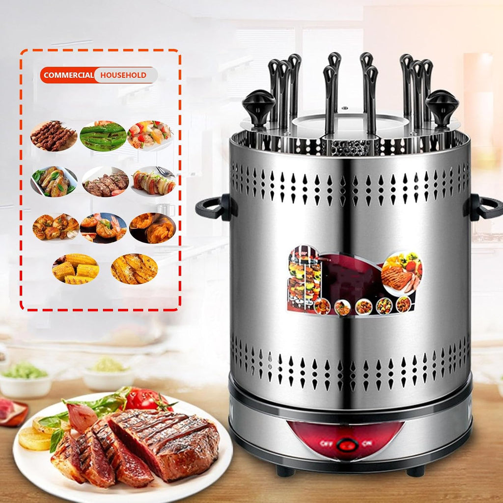 Smokeless Indoor Grill Revolving Vertical Electric Grill Key Control Automatic Rotating Barbecue for Family Gathering