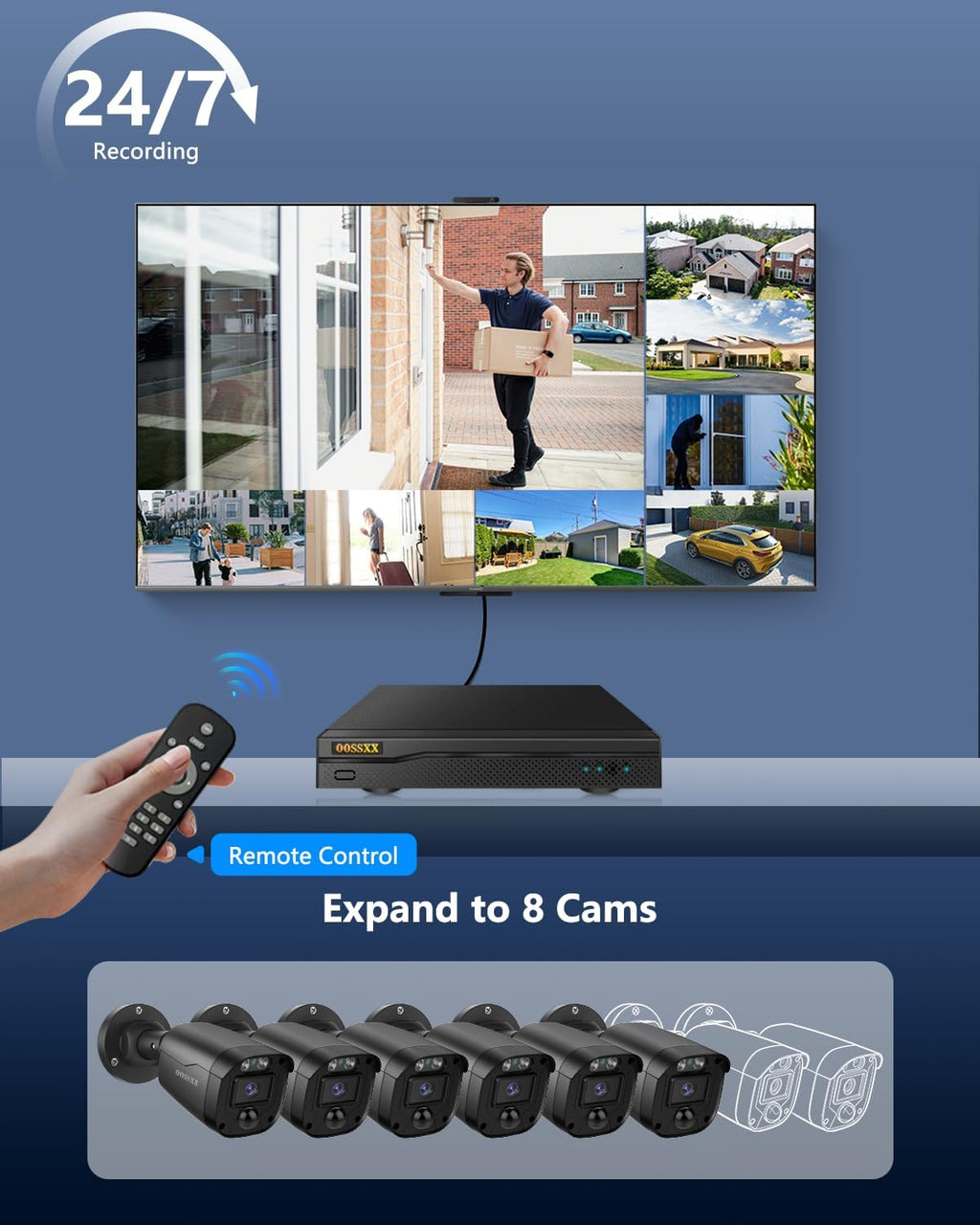 3K 5MP Wired CCTV Security Camera System with 122° Ultra Wide Angle, 6CH HD DVR Kit, 6X IP66 Indoor Outdoor Cameras, 65ft IR Night Vision, Free App, No Subscription Fee, Remote Access