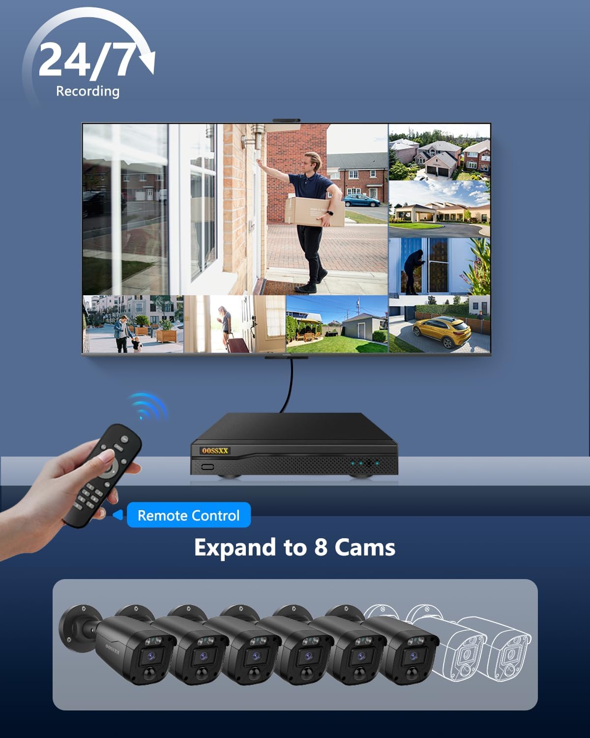 3K 5MP Wired CCTV Security Camera System with 122° Ultra Wide Angle, 6CH HD DVR Kit, 6X IP66 Indoor Outdoor Cameras, 65ft IR Night Vision, Free App, No Subscription Fee, Remote Access