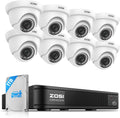 ZOSI 5MP 3K Lite 8 Channel H.265+ Home Security Camera System with AI Human Vehicle Detection, 8CH Surveillance DVR, 8 x 1080p Weatherproof CCTV Dome Camera Outdoor Indoor, 80ft Night Vision, 1TB HDD