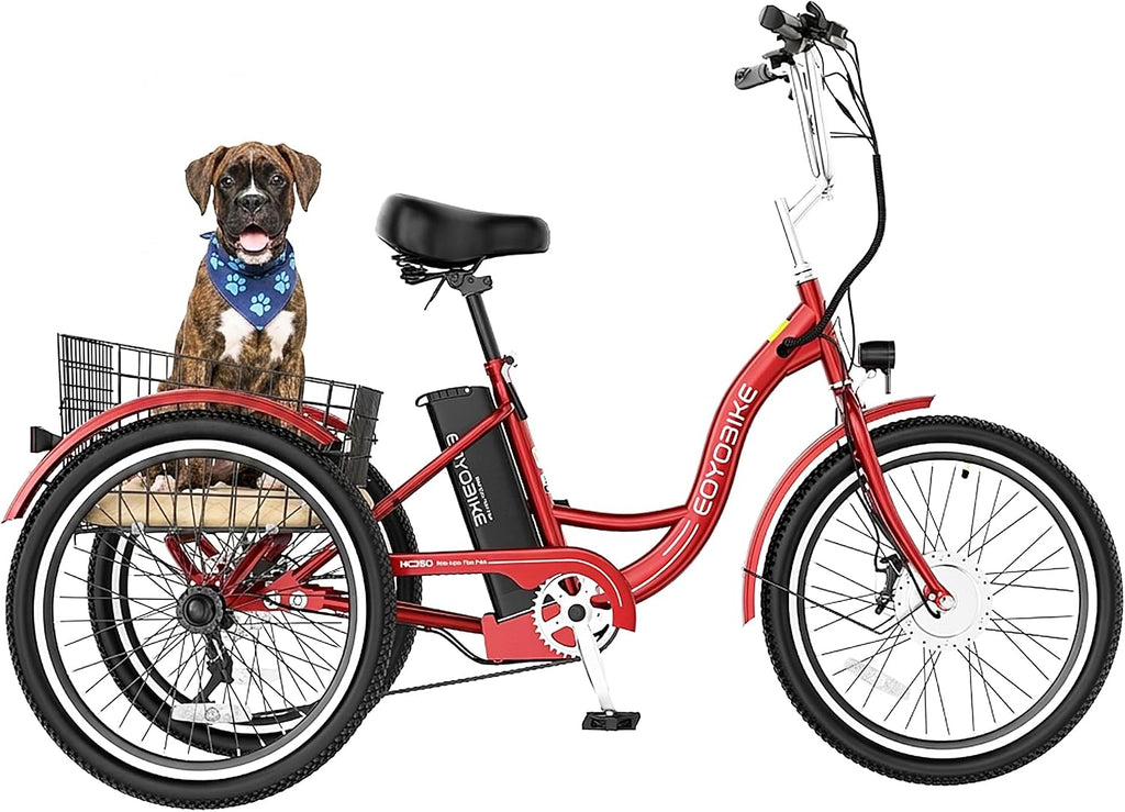 MOONCOOL Adult Electric Tricycle, 350W Front Drive Motor (Peak 700W), 15.5MPH E-Trike, Removable 36V 10.4Ah Battery, Max 60 Miles, 7-Speed 3 Wheel Electric Bike