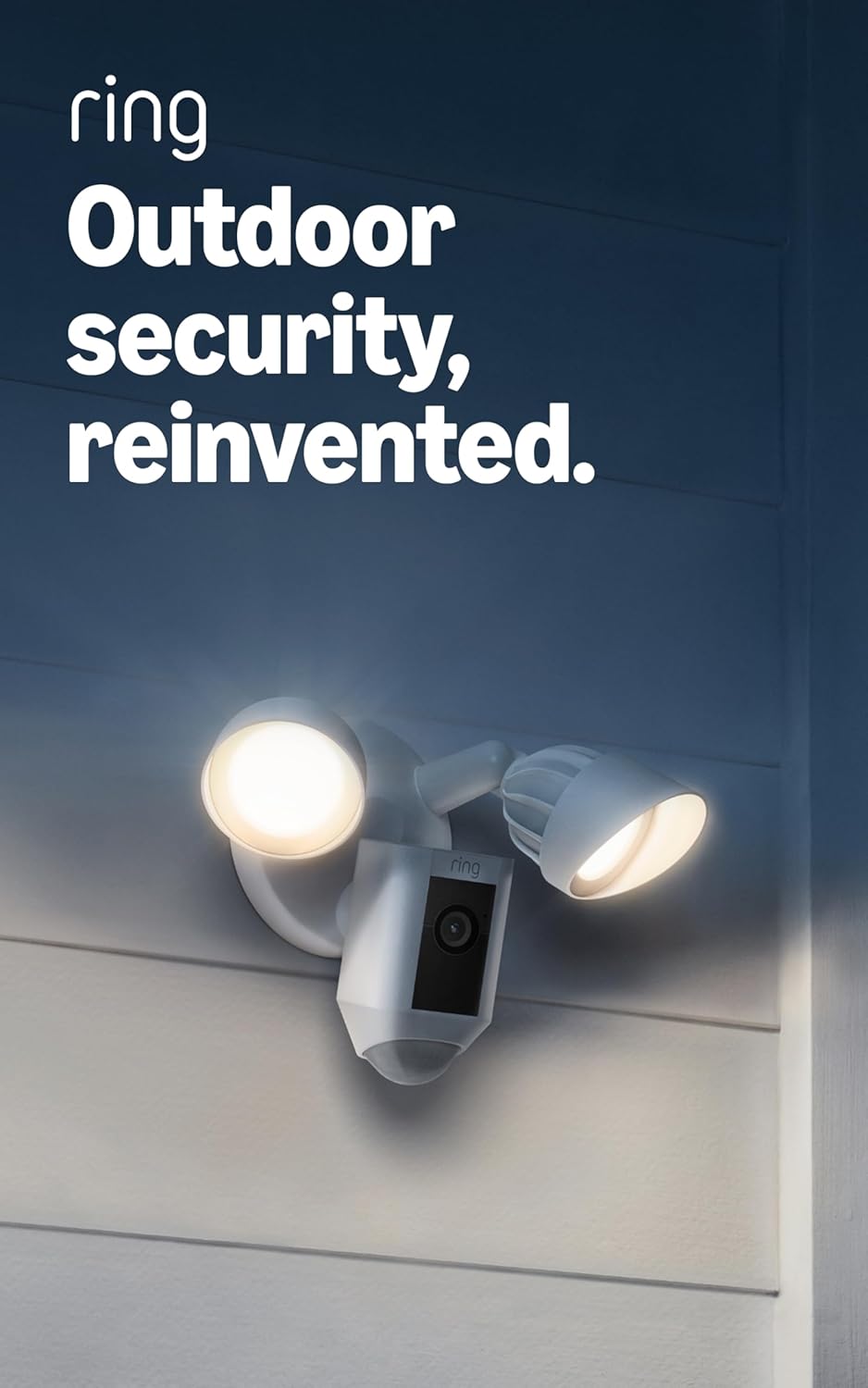 Like-New Ring Floodlight Cam Wired Plus (newest model), Outdoor home or business security with motion-activated 1080p HD video and floodlights, White
