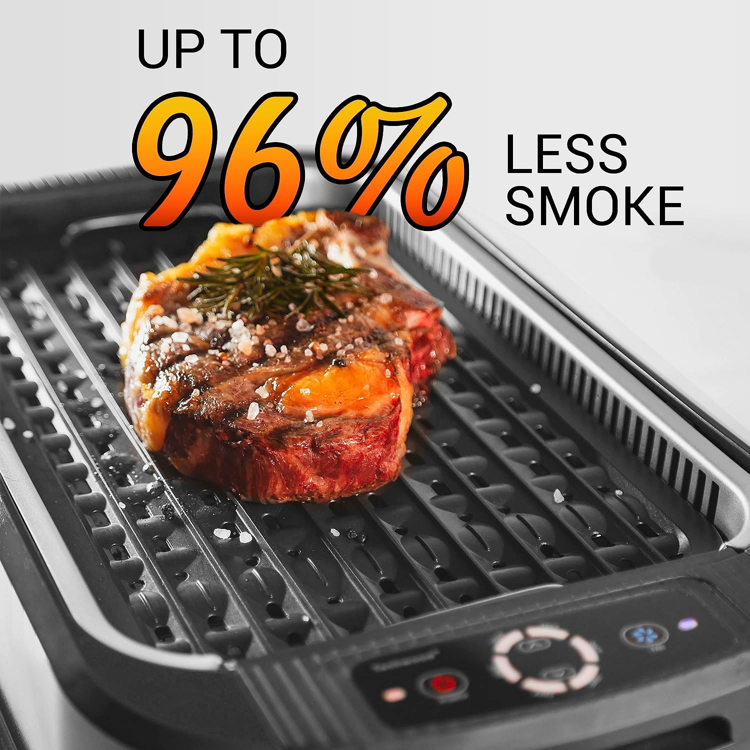 Indoor Smokeless Grill, Techwood 1500W Electric Indoor Grill with Tempered Glass Lid, Portable Non-stick BBQ Korean, Turbo Smoke Extractor Technology, Drip Tray& Double Removable Plate, Black