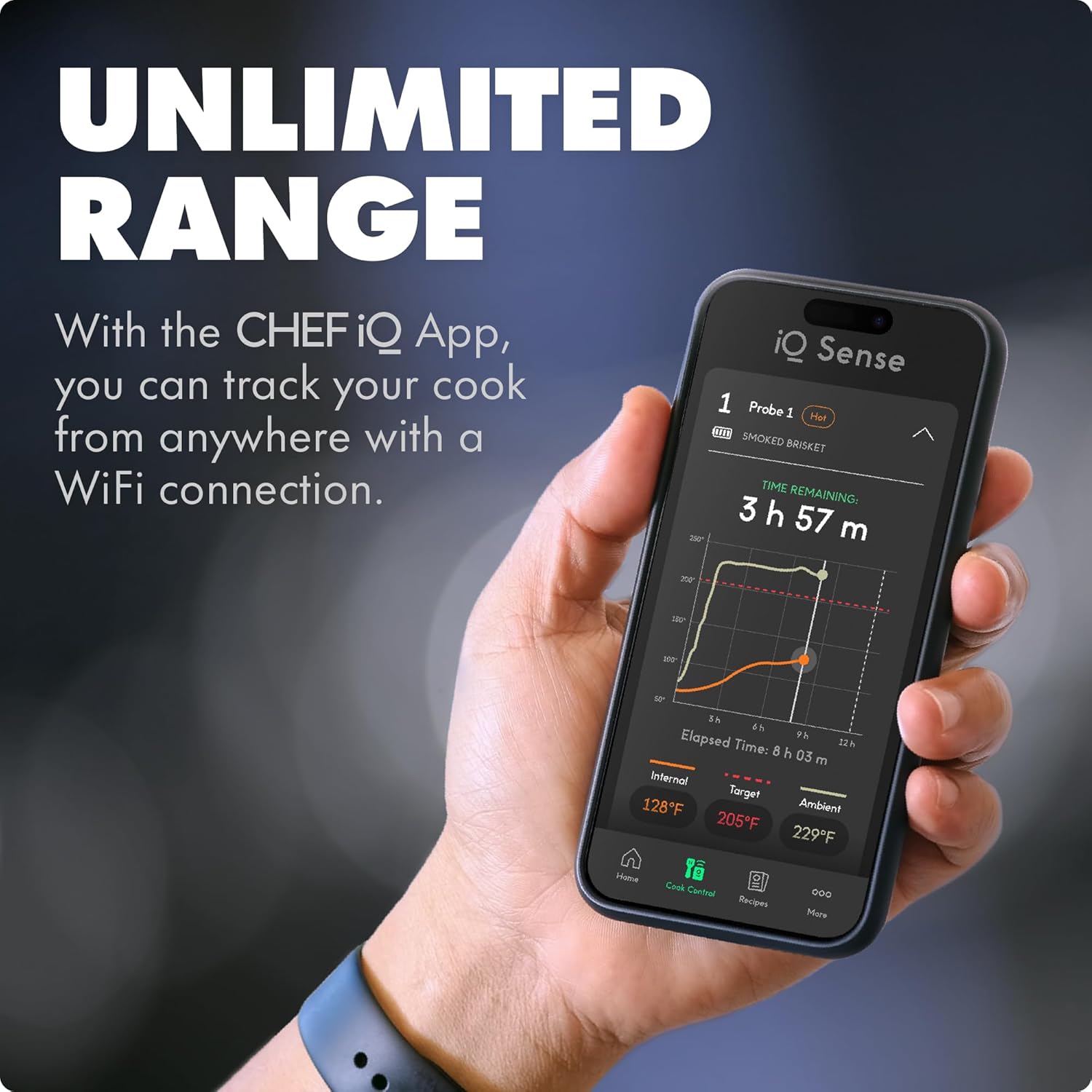 CHEF iQ Sense | Smart Wireless Meat Thermometer | 4 Ultra-Thin Probes | WiFi Unlimited Range | 1000°F Heat Safe | 5 Sensors | BBQ, Grill, Oven, Smoker, Air Fryer | Gen3