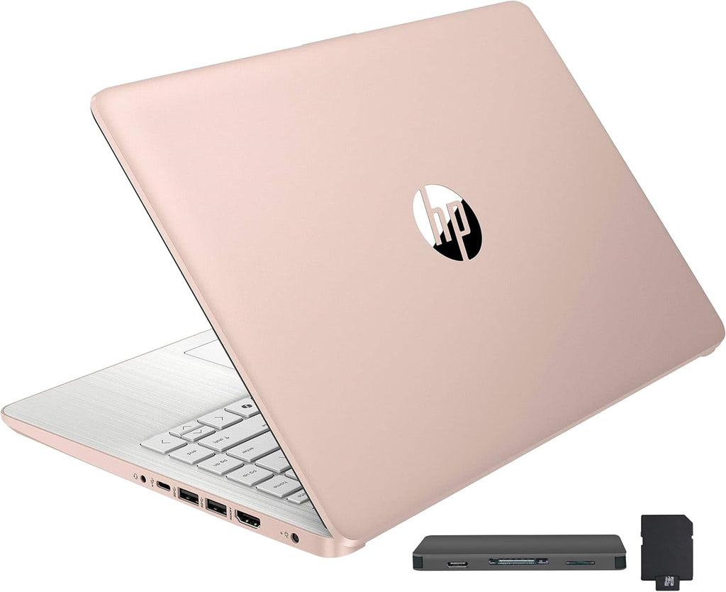 HP Stream 14' HD BrightView Laptop, Intel Celeron N150, 16GB RAM, 288GB Storage (128GB UFS + 160GB Docking Station Set), Intel UHD Graphics, 720p Webcam, Wi-Fi, 1 Year Office 365, Win 11 S, Gold