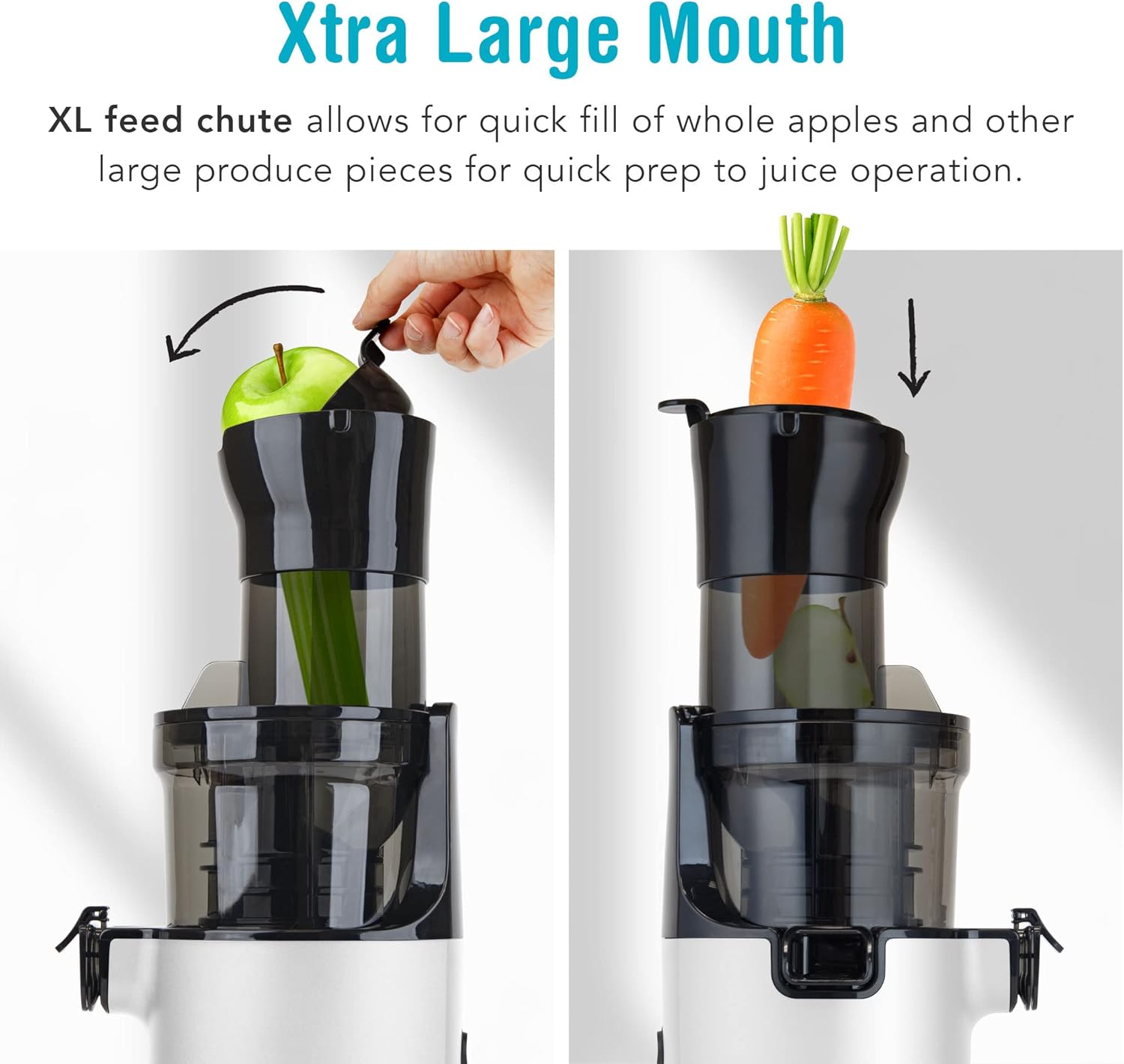 Shine Kitchen Co. SJX-1 Easy Cold Press Juicer with XL Feed Chute and Compact Body (White)