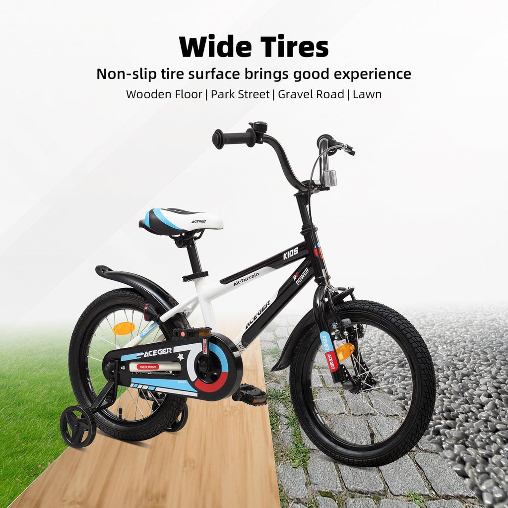 ACEGER Simon Kids Bike for Boys Girls Toddlers, Unisex for Aged 3-13 Years, 12 14 16 18 Inch Children Bicycle with Training Wheels, 20 Inch Bike with Kickstand