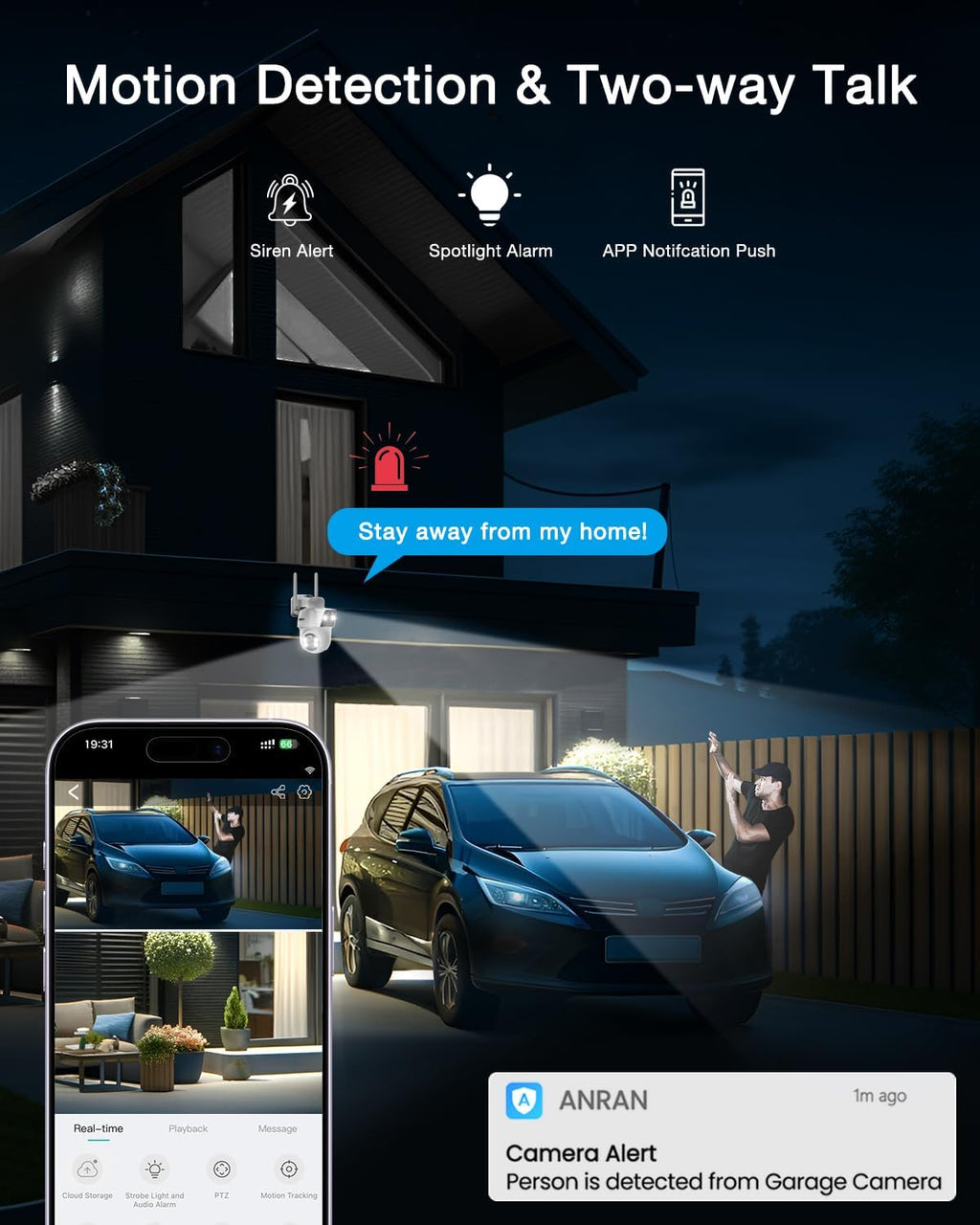 ANRAN 2 Pack Dual-Lens Solar Security Camera Wireless Outdoor - 3MP Fixed Wide-Angle + PTZ 360° View, Home Security Camera with Color Night Vision, 2-Way Talk, PIR Motion Detection, 100% Wire-Free