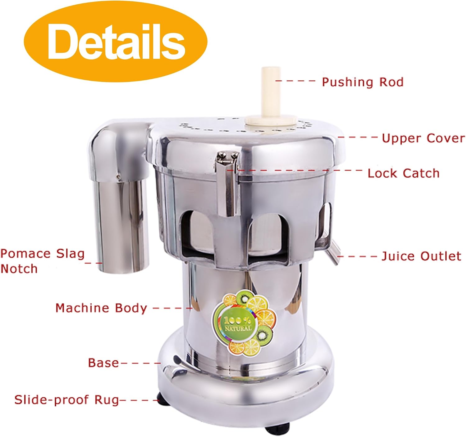 Fruit and Vegetable Juicer Centrifugal Fruit Juicer Electric Vegetable Juice Maker Commercial Fruit Juice Making Machine Fruit Juicer Presser Stainless Steel Juice Extractor Maker 110V
