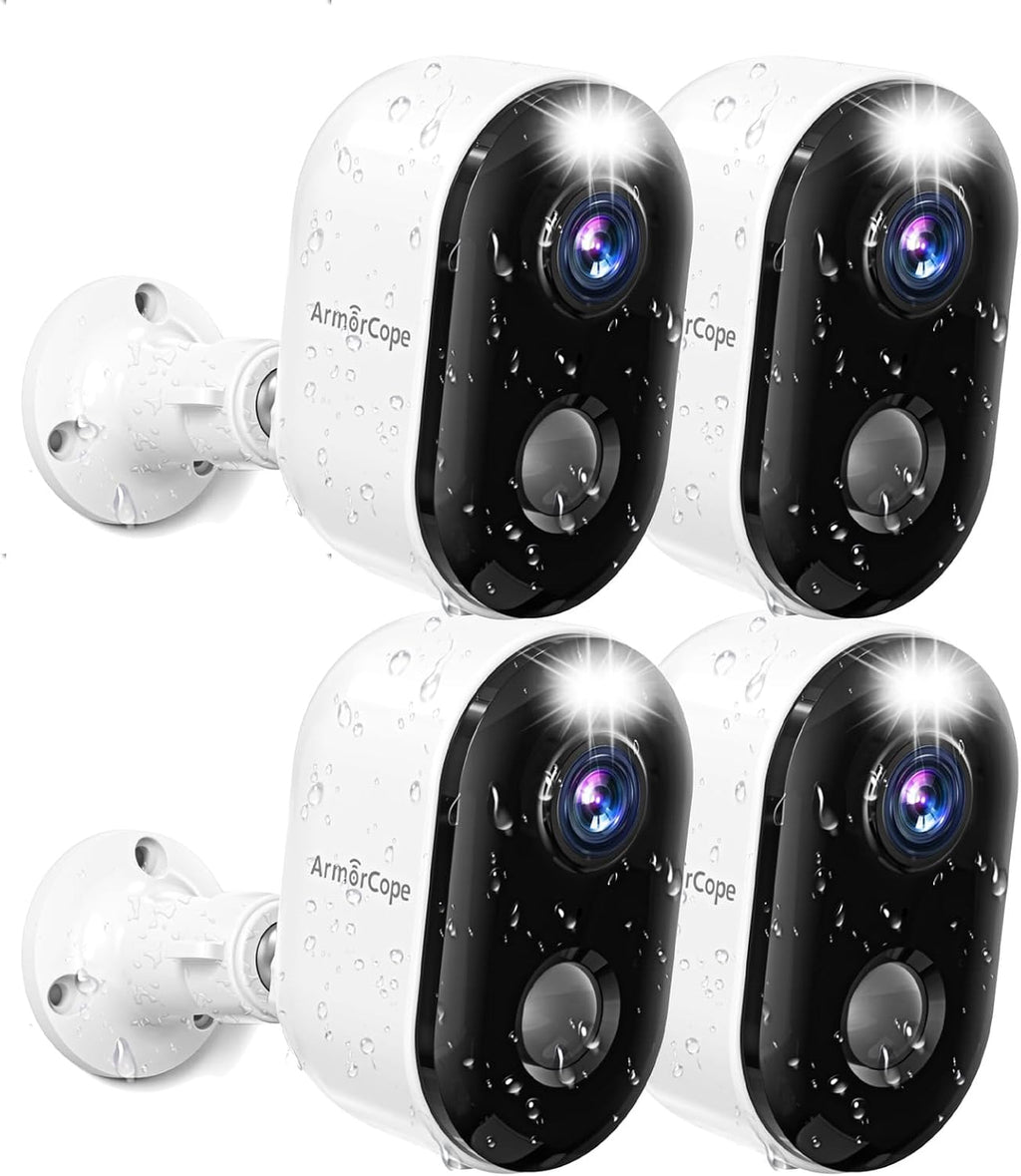 Armorcope Security Cameras Wireless Outdoor, Battery Powered 2k Color Night Vision, AI Motion Detection, IP66 Weatherproof, 2-Way Talk, SD/Cloud Storage, 2.4Ghz WiFi Cameras for Home Security