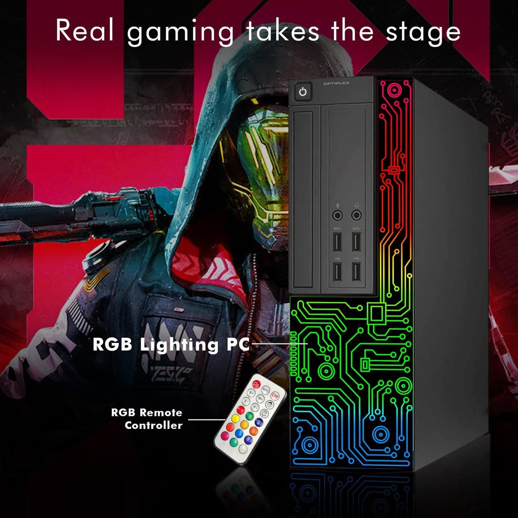 Dell RGB Gaming OptiPlex Desktop PC Computer, Intel Core i7 up to 3.9GHz, Radeon RX 550 4G, 16GB RAM, 512GB SSD, 24 Inch FHD Monitor, RGB Keyboard & Mouse & Headset, WiFi, Windows 11 Pro (Renewed)