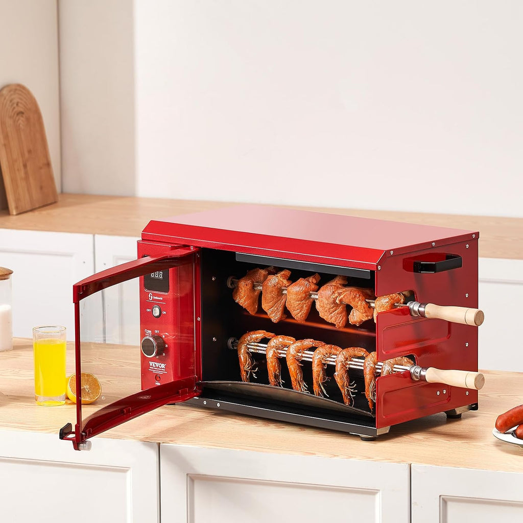 VEVOR Shawarma Grill Machine - 2 String Barbecue Capacity Chicken Shawarma Cooker Electric Broiler Gyro Rotisserie Oven Doner Kebab Grill for Home, Restaurant, Kitchen Parties