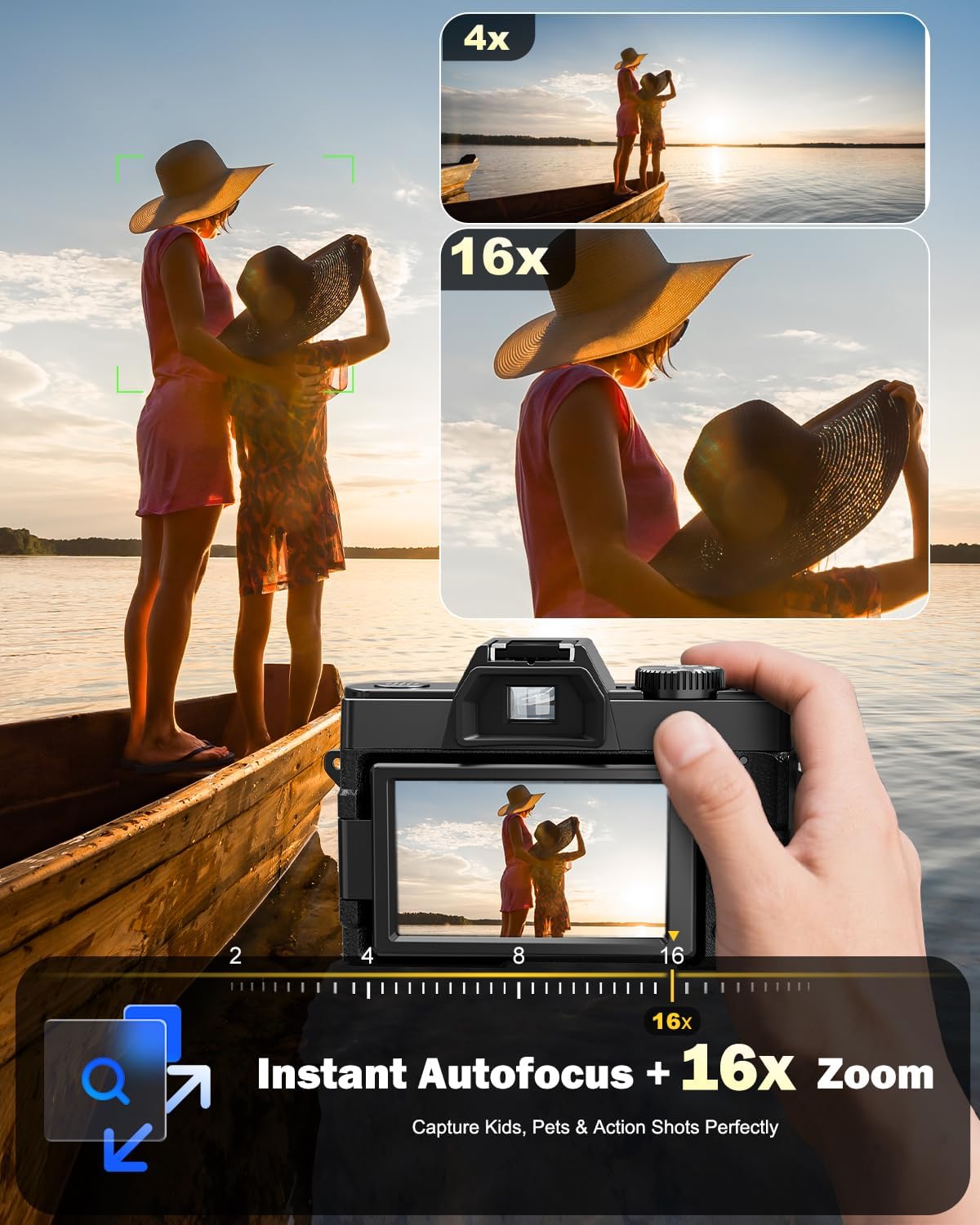 NBD 8K Digital Cameras for Photography,64MP Camara Fotograficas,Travel Vlogging Cameras for YouTube with 180°Flip Screen,16X Digital Zoom,52mm Macro Lens,2 Batteries,64GB TF Card(Black)
