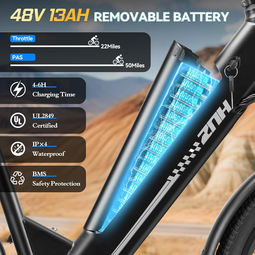 ZNH Electric Bike for Adults with 1000W Motor & 624/940.8 Wh Built-in Removable Battery, 70Miles 25 MPH Step Thru Electric Bicycle, 24'/26' Commuter E Bikes with 7-Speed, UL 2849 Certified