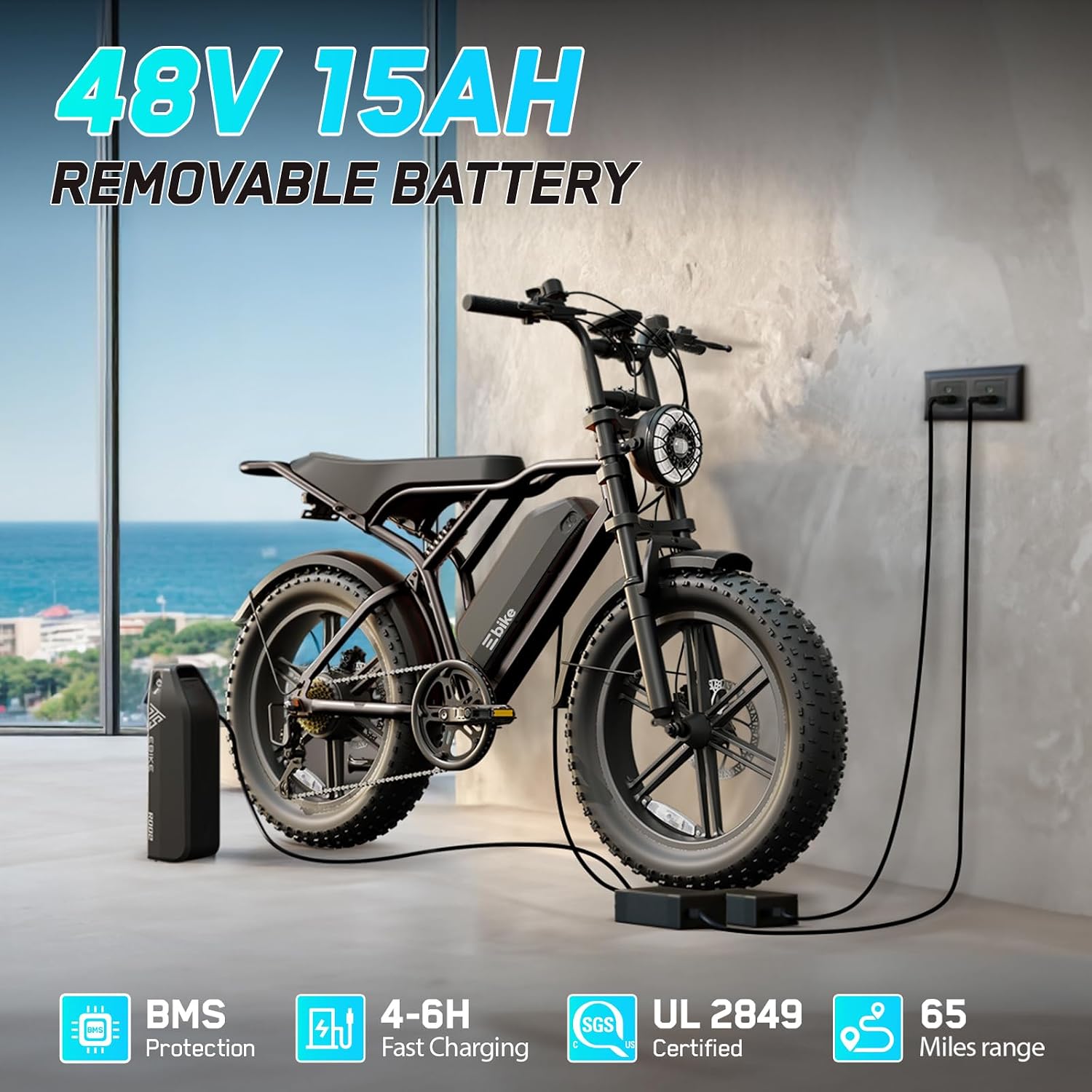 TST Electric Bike for Adults, 1500W Peak Motor 60/100 Miles Fat Tire Ebike with 48V 15Ah/25Ah Removable Battery 20' Fat Tire Electric Dirt Bike Full Suspension and 7-Speed