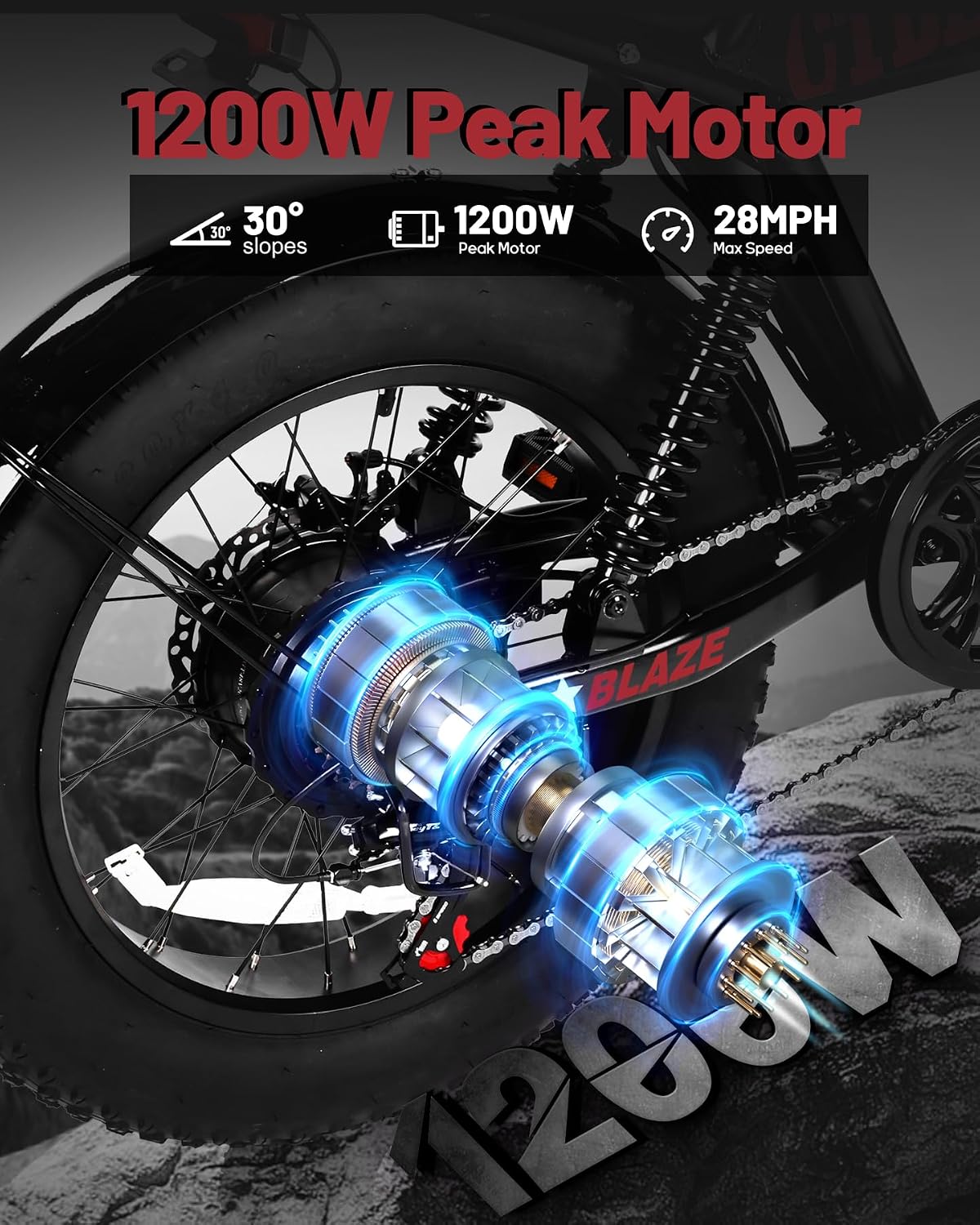 ACTBEST 16'/20'/26' Fat Tire Electric Bike for Adults/Teens, 1200W/1500W Peak Motor, 25MPH/28MPH & 55-75 Miles Long Range, Full Suspension All-Terrain eBike for Mountain,Snow,Sand