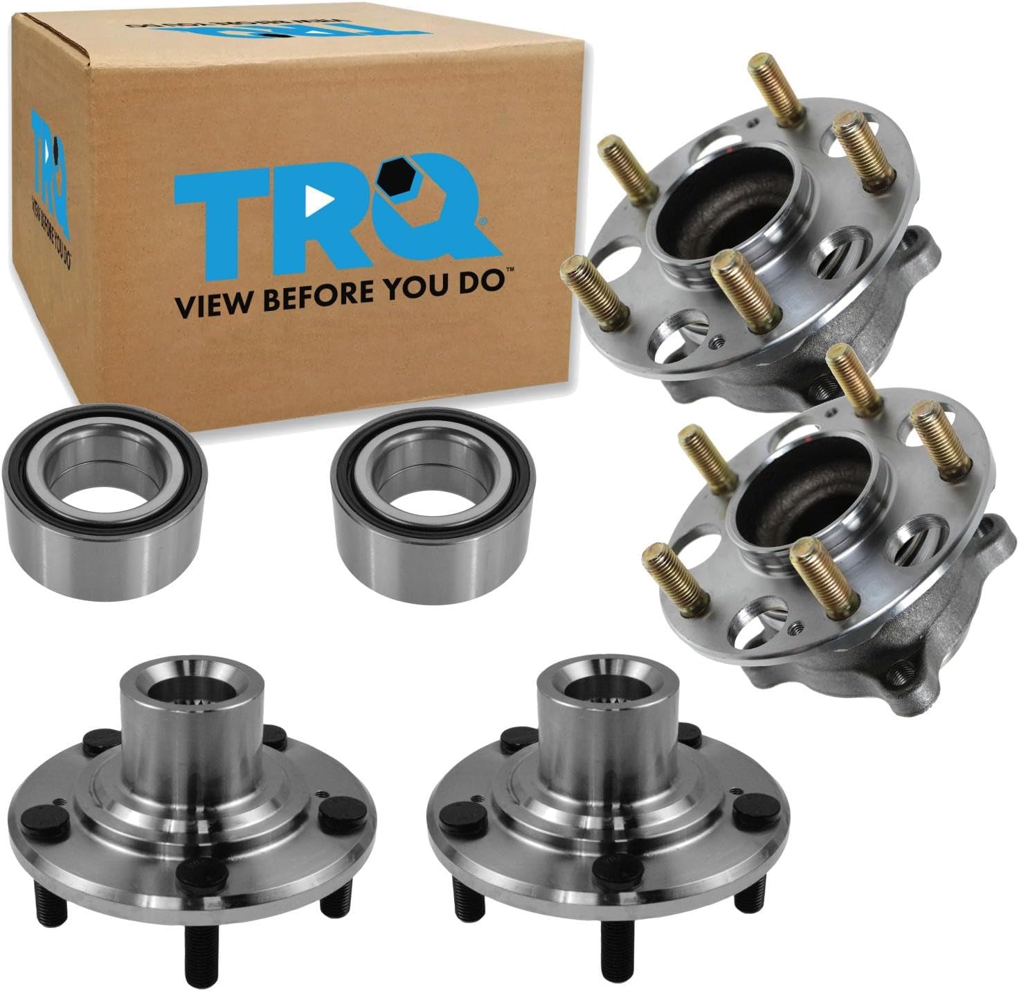 TRQ 2 Piece Wheel Bearing & Hub Assembly Set Compatible with 2009-2014 Acura TSX 2008-2012 Honda Accord