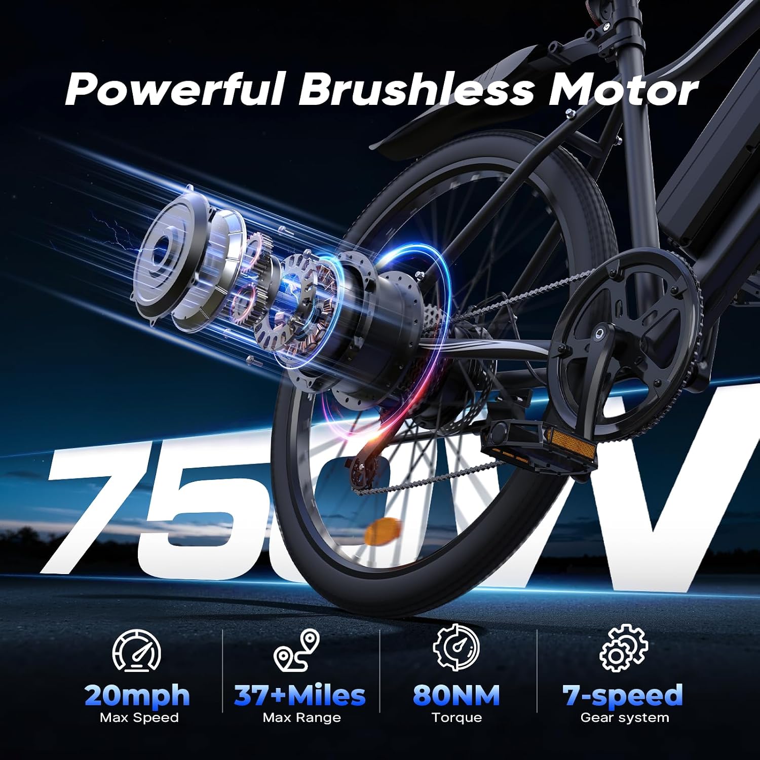 Electric Bike - Electric Bike for Adults, 1500w/1000W/750W Peak Motor, Up to 55 Miles, 20MPH EBike, 26'' Tires Lightweight E Bike for Commuting Mountain Road Sand
