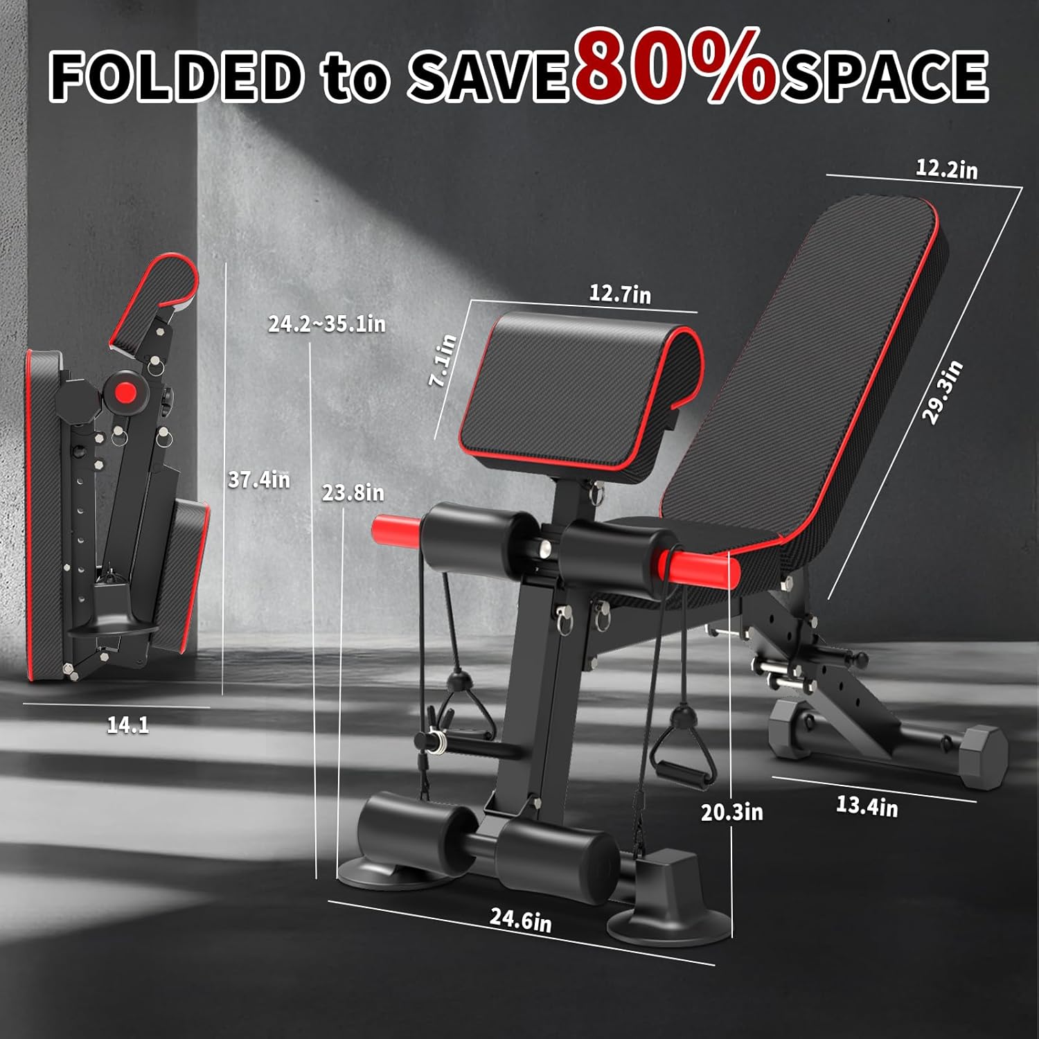 Adjustable Weight Bench - Utility workout Benches for Exercise, Free Installation Design for Portable Fitness Strength Training Equipment at Home Gym
