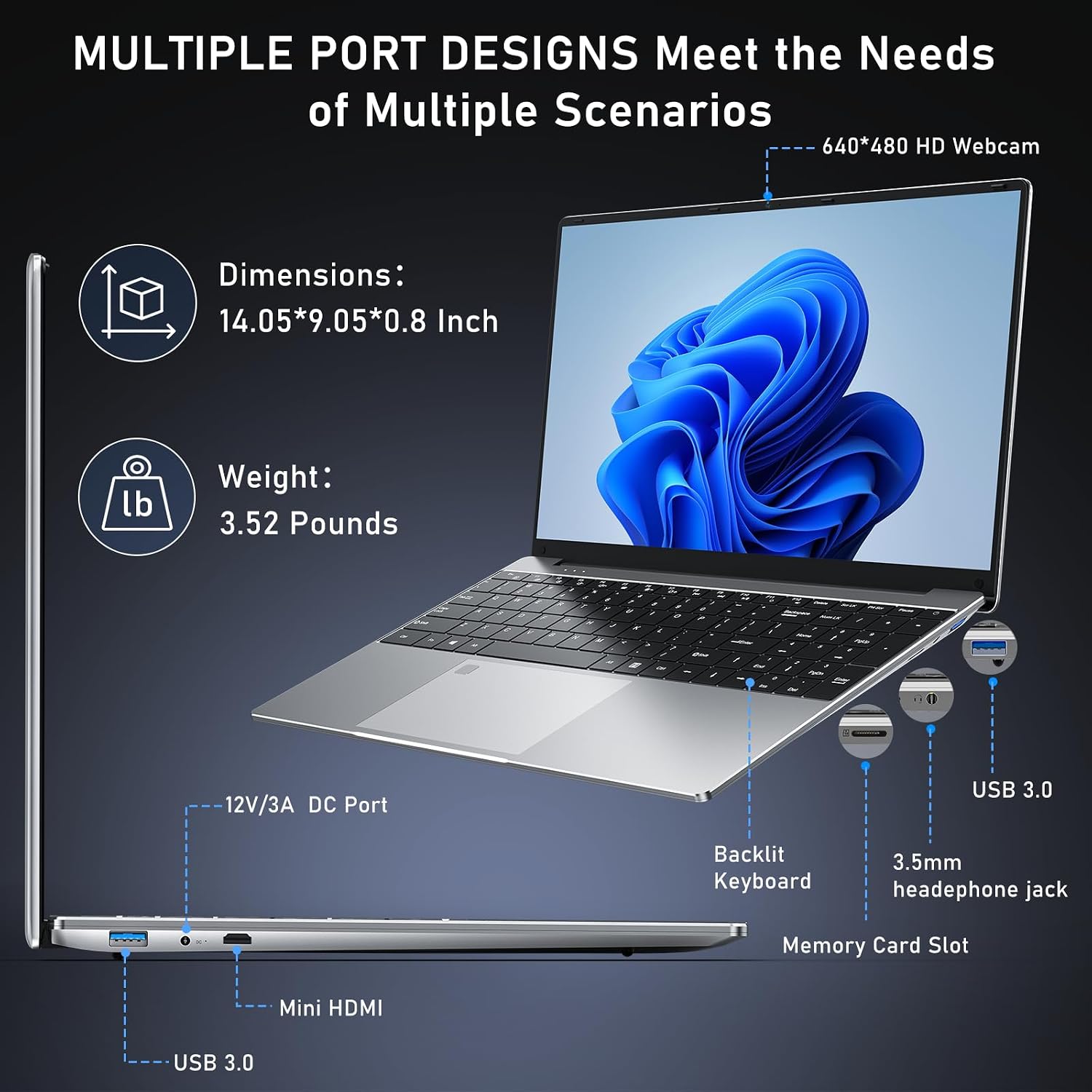 NAIKLULU Gaming Laptop,Window 11 Pro Laptop Computer, 15.6 Inch Lap Top，16GB RAM 1TB SSD,1920 * 1080 Display,WiFi 5,BT5.0,N5095 Processor(up to 2.9Ghz),Backlit Keyboard,Fingerprint Unlock