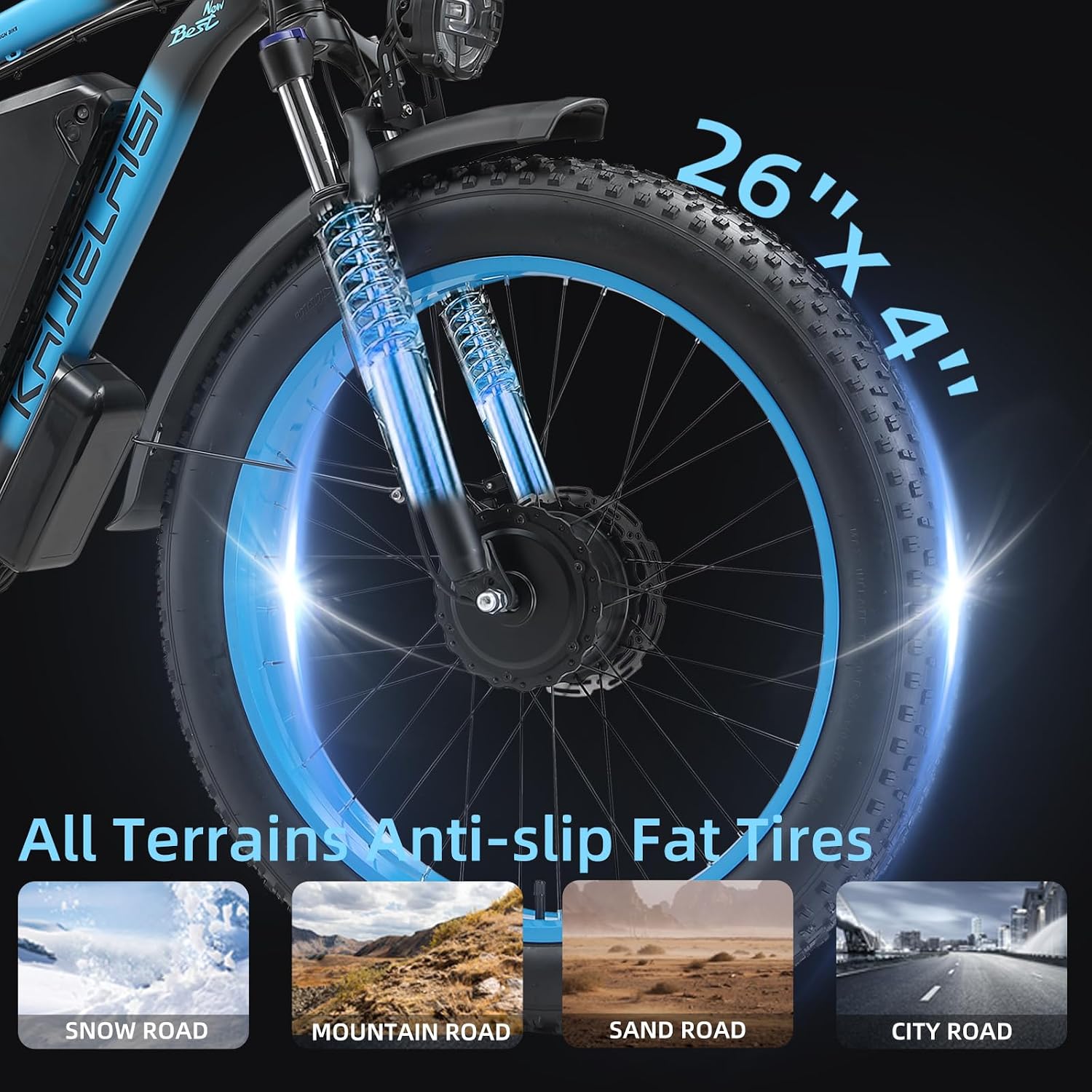 AWD Electric Bike for Adults, Peak 4000W Power 26' Fat Tire Ebike, Dual Motor Electric Bicycles, 48V 22.4AH Removable Battery Fast Dual Hydraulic Brakes 21-Speed All Terrain E-Bikes