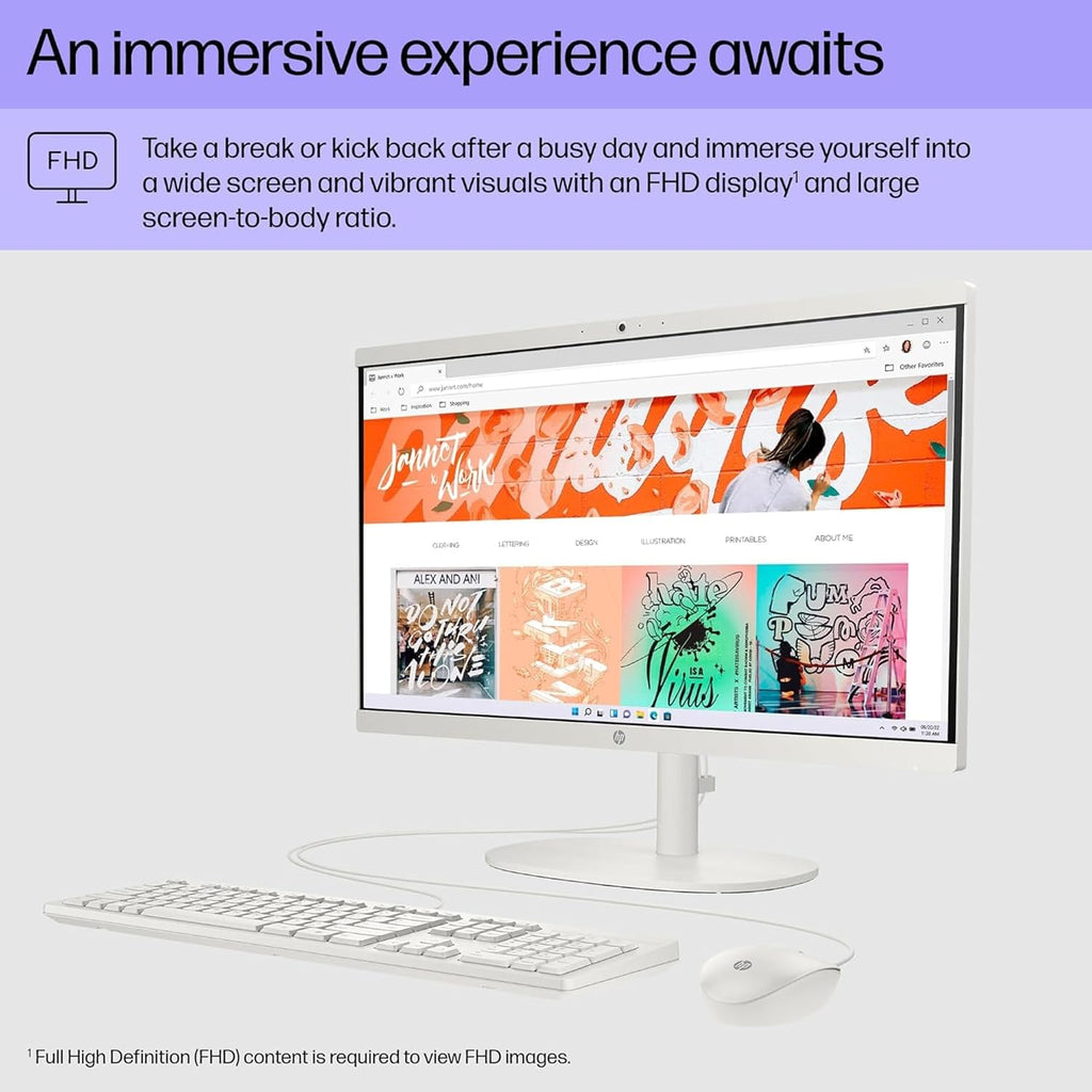 HP 22' All-in-One Desktop PC • The New Version and Look • 12 Month Microsoft Office • 40GB RAM • 1TB Storage (512GB SSD and 512GB External) • FHD Display • Intel Celeron Processor • Windows 11 Home