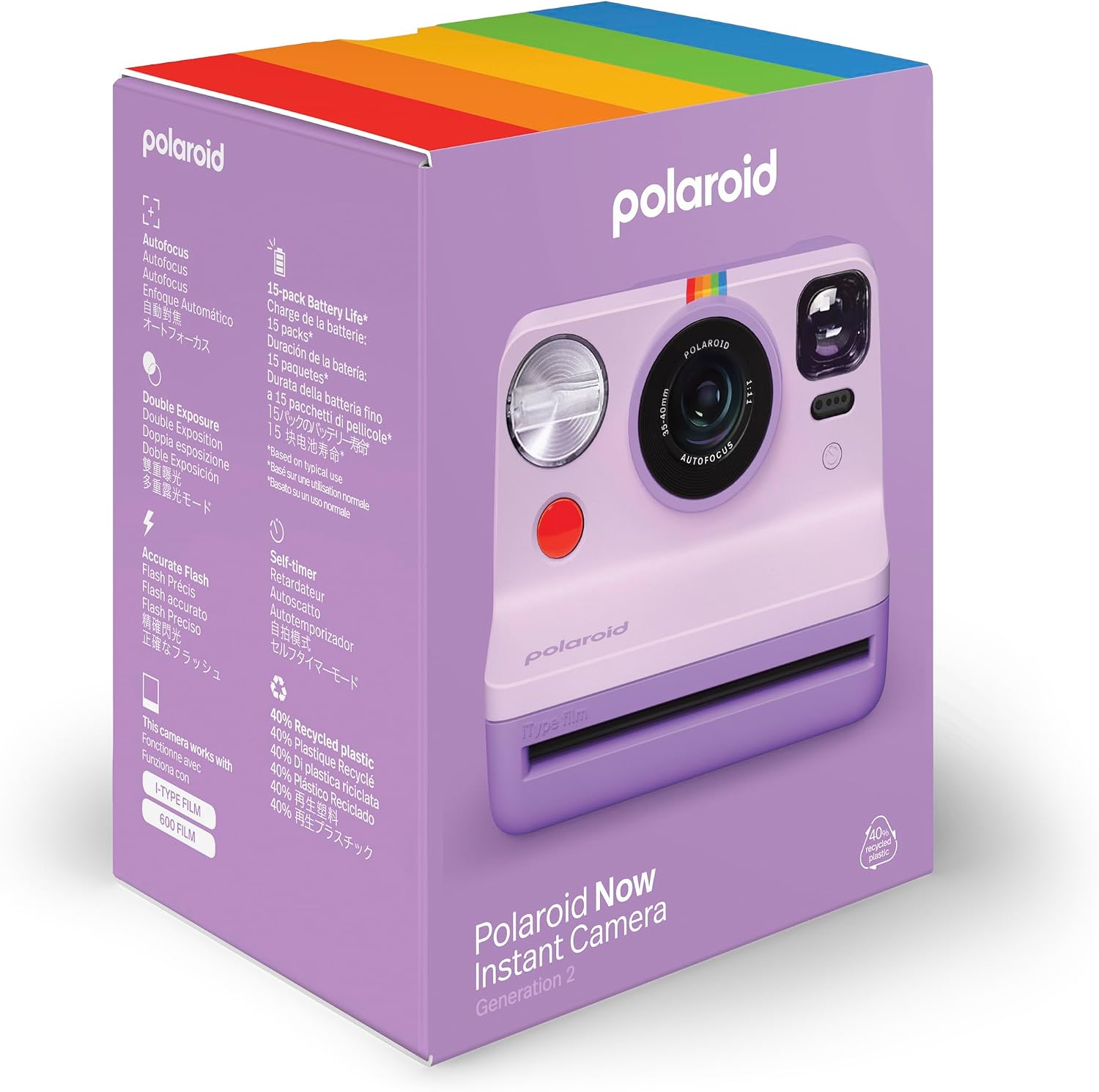Polaroid Now 2nd Generation I-Type Instant Film Camera - Purple (9149)