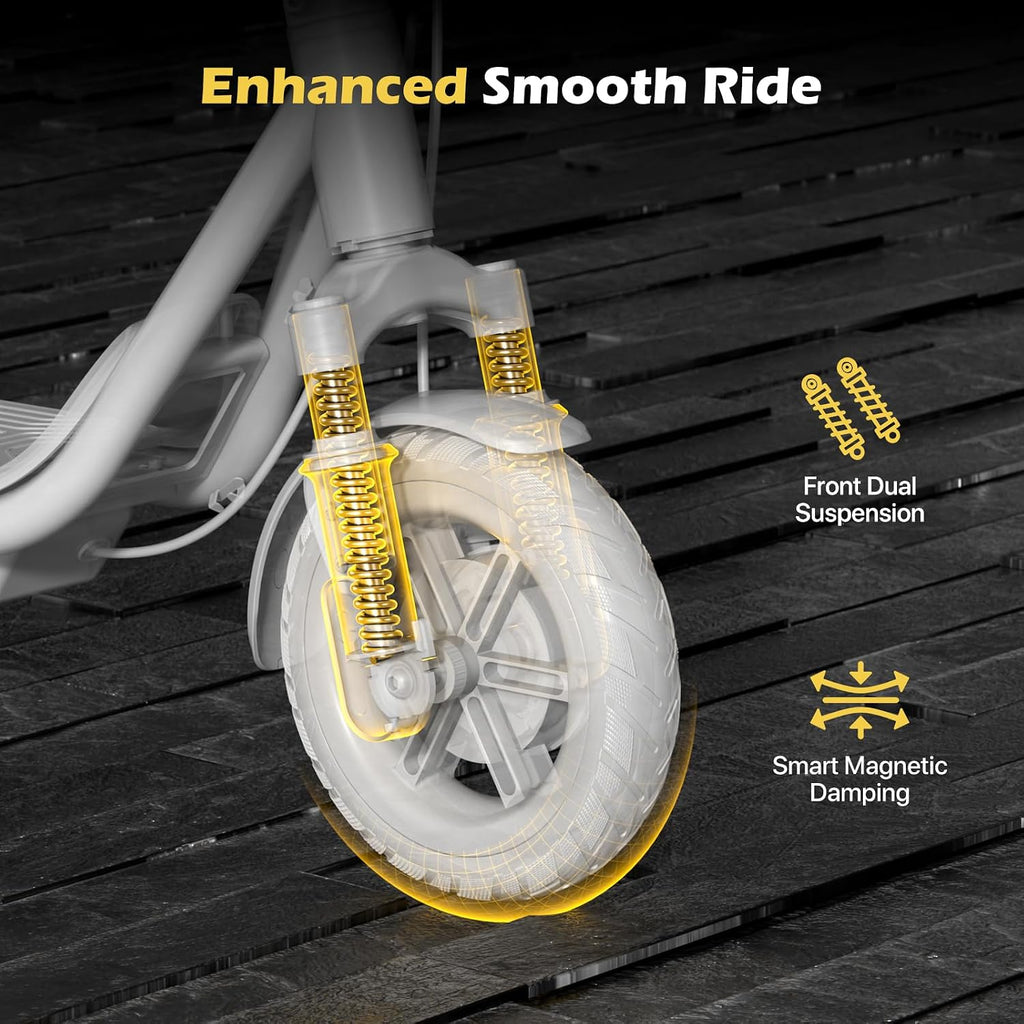 MEGAWHEELS Electric Scooter for Adults with Suspension, 8.5/10in Vacuum Tires, 14/19/28/31Miles, 15MPH Max Speed, Turn Lights, Foldable Electric Scooter for Commuter