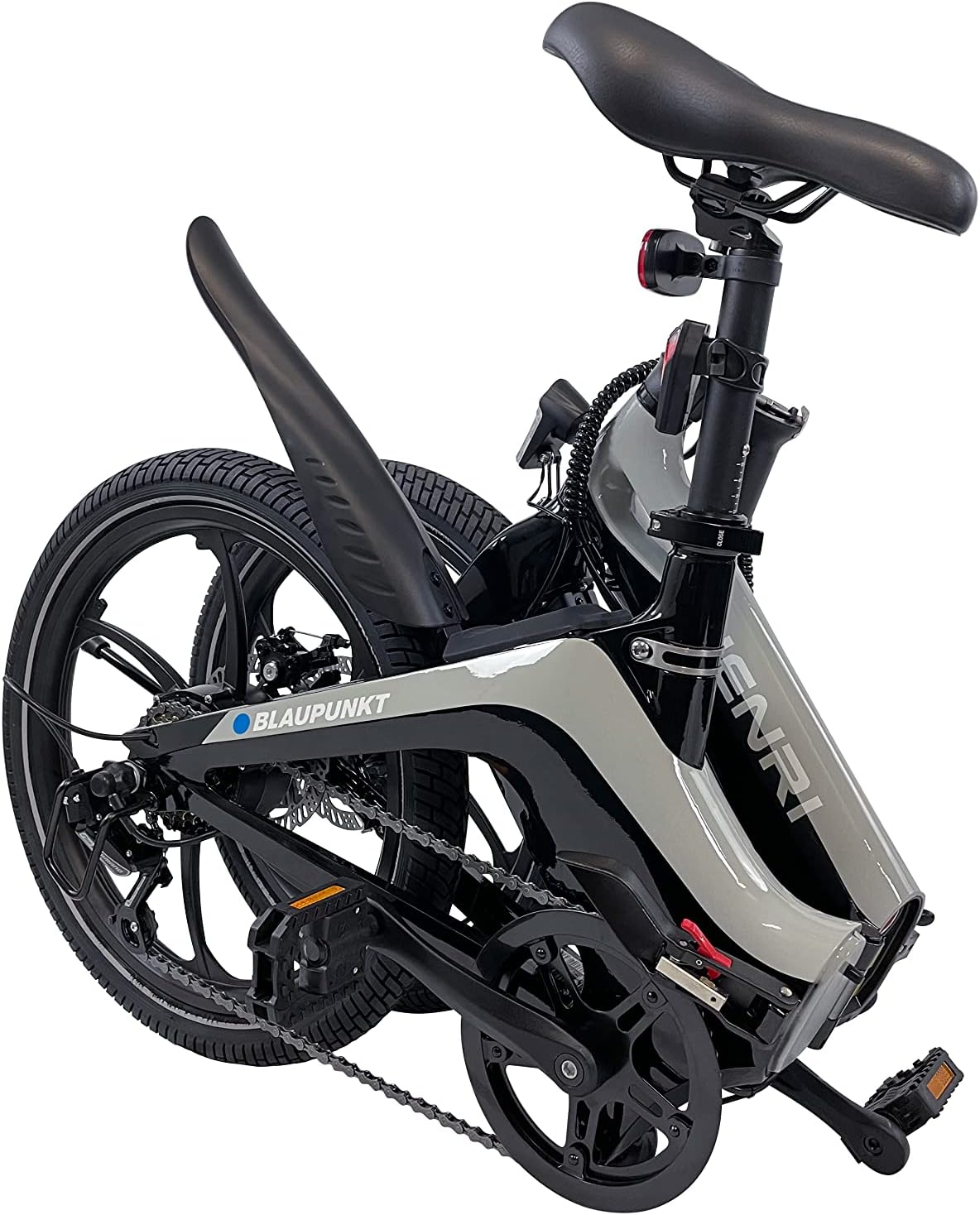 BLAUPUNKT FIENE 20 Inch Folding Electric Bike, Pedal and Throttle Assist, Foldable Step-Through Frame, UL Certified eBike for Adults, Orange/Black