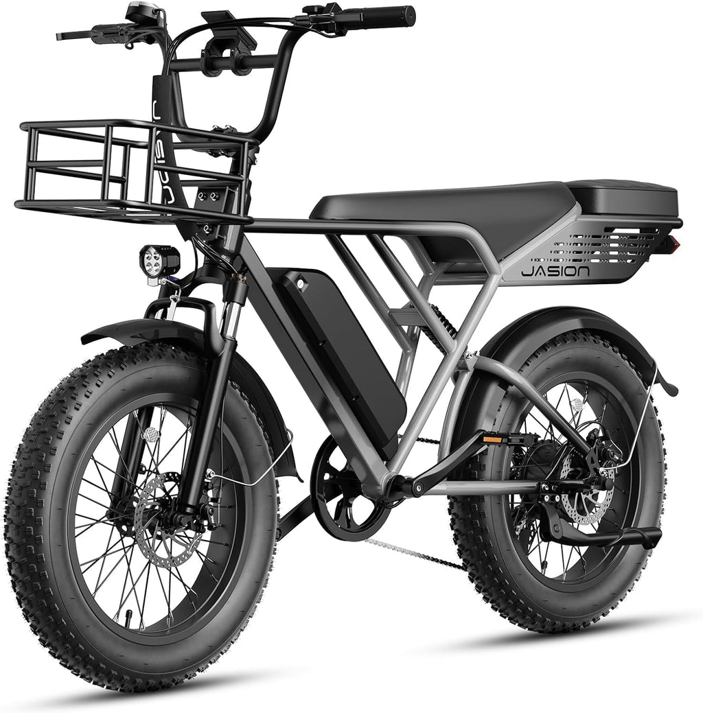 Jasion RetroVolt&Pro Electric Bike for Adults, 2000W/3000W Peak - 30/38MPH Electric Dirt Bike, 48V-52V, 13AH/20AH Battery, 70/90Miles Max Range Electric Motorcycle, 20'' X 4'' Fat Tire All-Terrain