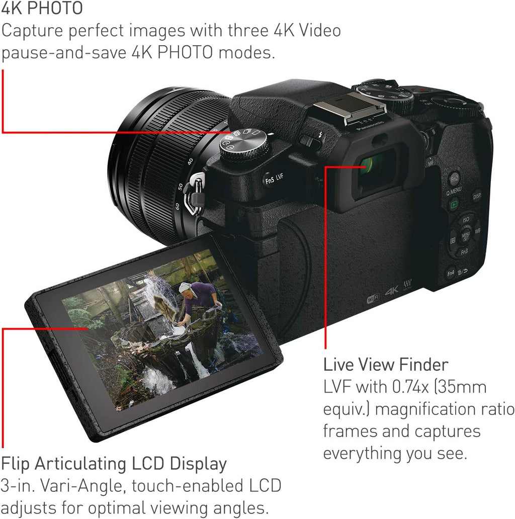 Panasonic LUMIX G85 4K Digital Camera, 12-60mm Power O.I.S. Lens, 16 Megapixel Mirrorless Camera, 5 Axis In-Body Dual Image Stabilization, 3-Inch Tilt and Touch LCD, DMC-G85MK (Black)
