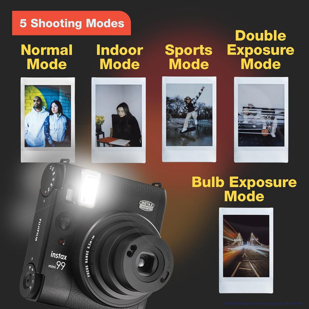 Fujifilm Instax Mini 99 Instant Camera Vintage Black. + Value Pack (40 Sheets) Shutter Accessories Bundle, Includes Style Compatible Carrying Case, Black Photo Album 64 Pockets
