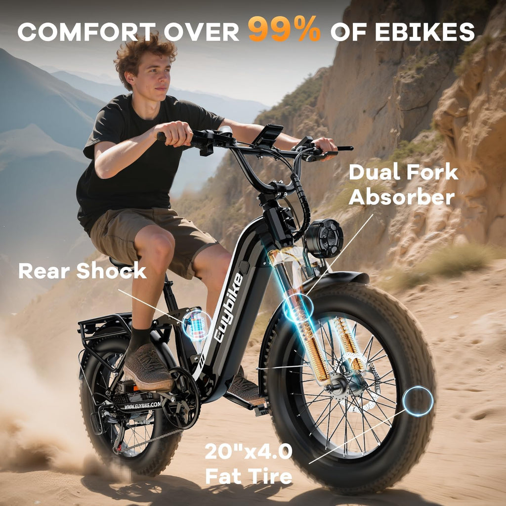 1500W Electric Bike for Adults,48V 20/25/60Ah Removable Battery Max Range 80Miles Electric Bicycle,20''×4' Fat Tire Ebike,Adult Electric Bicycles for Commute Beach Snow,E-Bike UL Certified