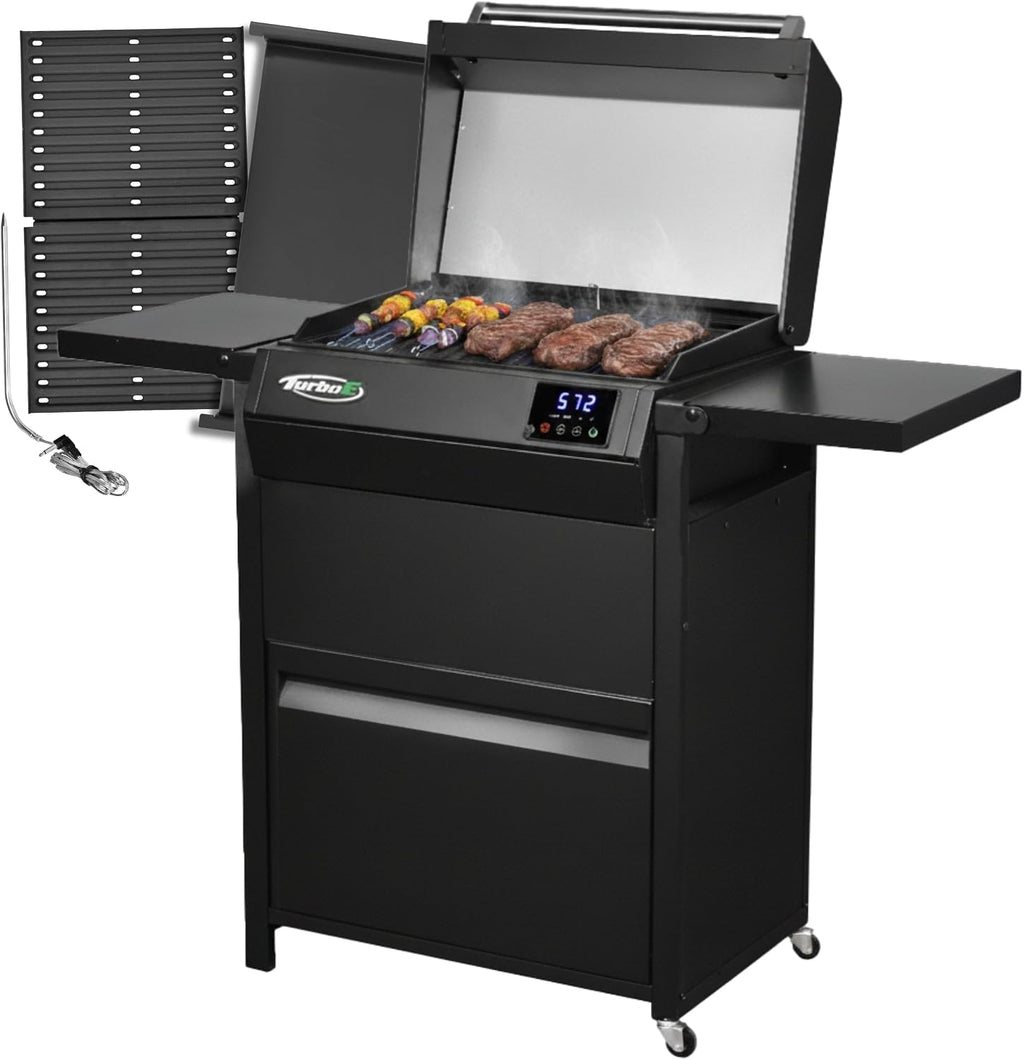 Turbo E Sport Compact Electric Grill, 1700W Infrared, Digital Display with Probe, Apartment Friendly