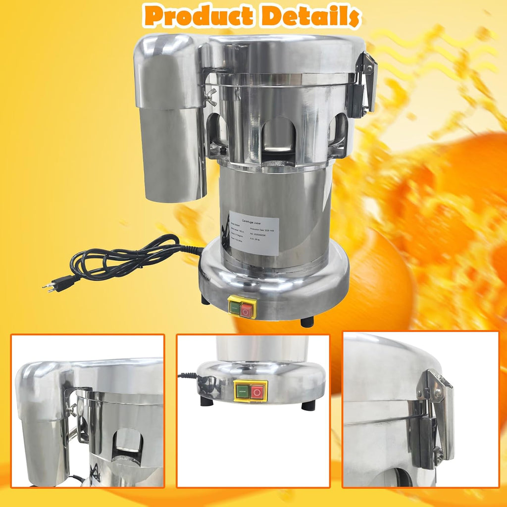 Commercial Fruit and Vegetable Juicer Press Juice Extractor Electric Centrifugal Juicer Output Juice 11-22lb/min 110V 750W