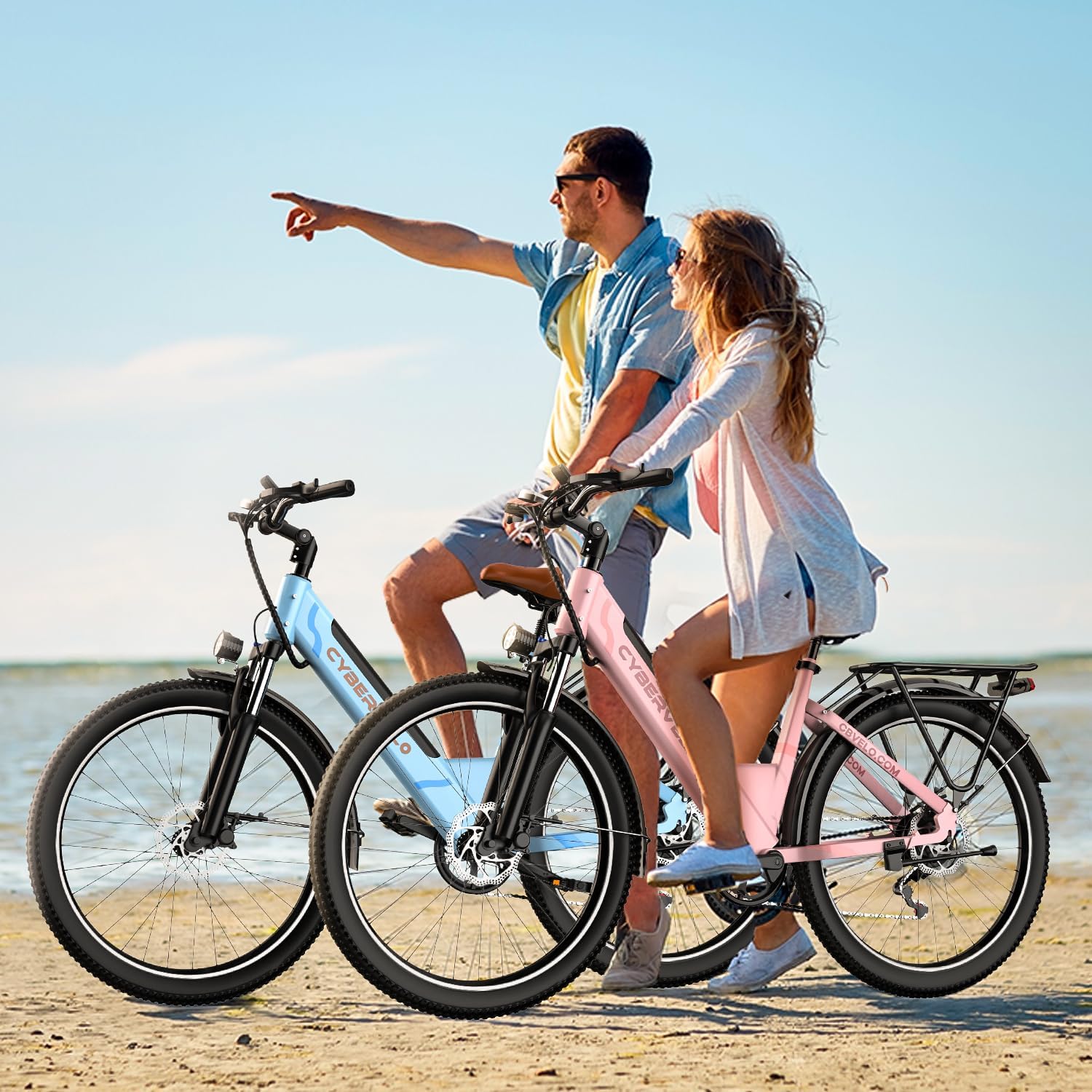 Cybervelo 750W Peak Electric Bike for Adults,up 80 Miles Removable Battery Ebike, 26' Electric E Bike with 7-Speed,Adult Electric Bicycles for Commute Beach Snow Womens/Man All Terrain