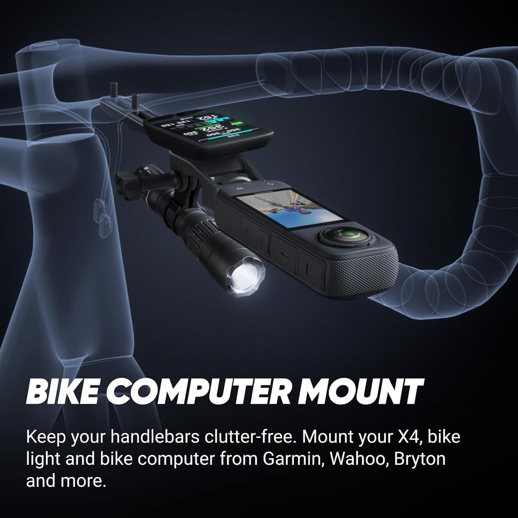 Insta360 X4 Road Cycling Bundle (Integrated) - Waterproof 8K 360 Action Camera, 4K Wide-Angle Video, Invisible Selfie Stick Effect, Removable Lens Guards, 135 Min Battery Life, AI Editing