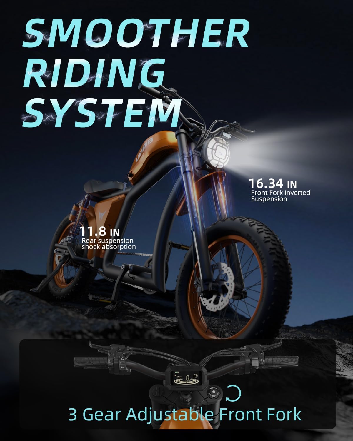 BIGNIU BG-X Electric Bike for Adults 1500W Brushless Motor with 48V/31.5Ah Battery, 34+ MPH Up to 40 Miles Range 20' *5' Fat TireFront/Rear Turn Signal, Dual Suspension
