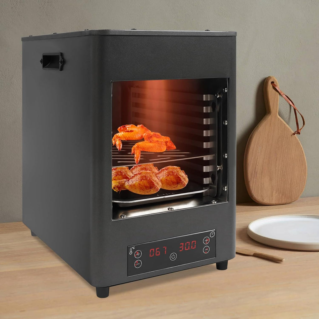 Infrared Grill Steakhouse Grill Electric Steak Broiler Indoor Countertop Oven Smokeless Steak Cooker with Rack Tray for BBQ Toast Beef Chicken Vegetables,212-1472°F Temperature,1700W
