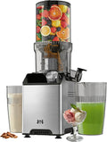 Cold Press Juicer, Wide Feed Chute Juicer Machines, Stainless Steel Slow Masticating Juicers Easy to Clean, Vegetables & Fruits Juice Extractor, High Juice Yield, Orange Auger