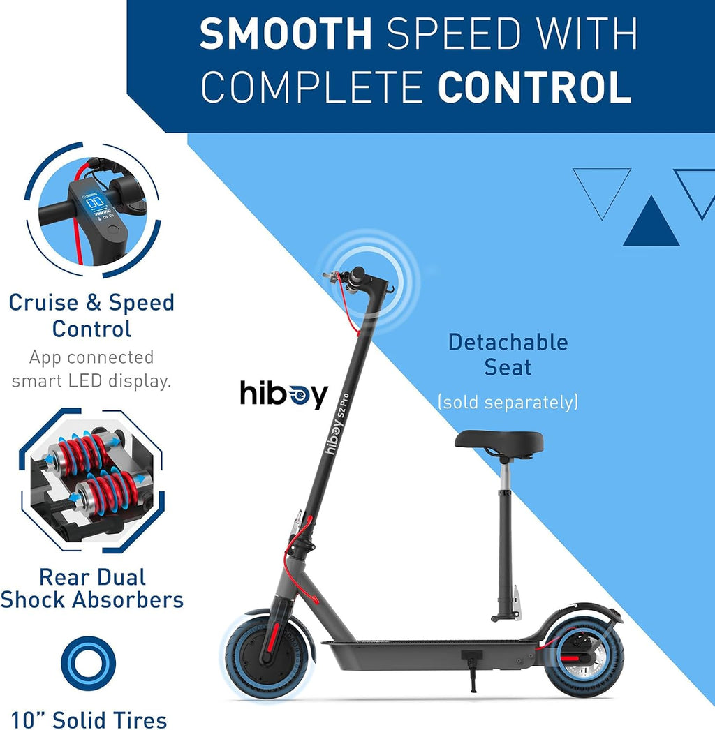 Hiboy S2 Pro/X300 Electric Scooter, 500W Motor, 10'/12' Tires, 25/38 Miles Range E Scooter, 19/23 Mph Folding Commuter Electric Scooter for Adults