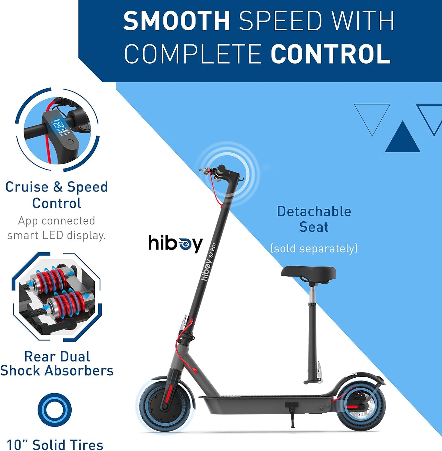 Hiboy S2 Pro/X300 Electric Scooter, 500W Motor, 10'/12' Tires, 25/38 Miles Range E Scooter, 19/23 Mph Folding Commuter Electric Scooter for Adults