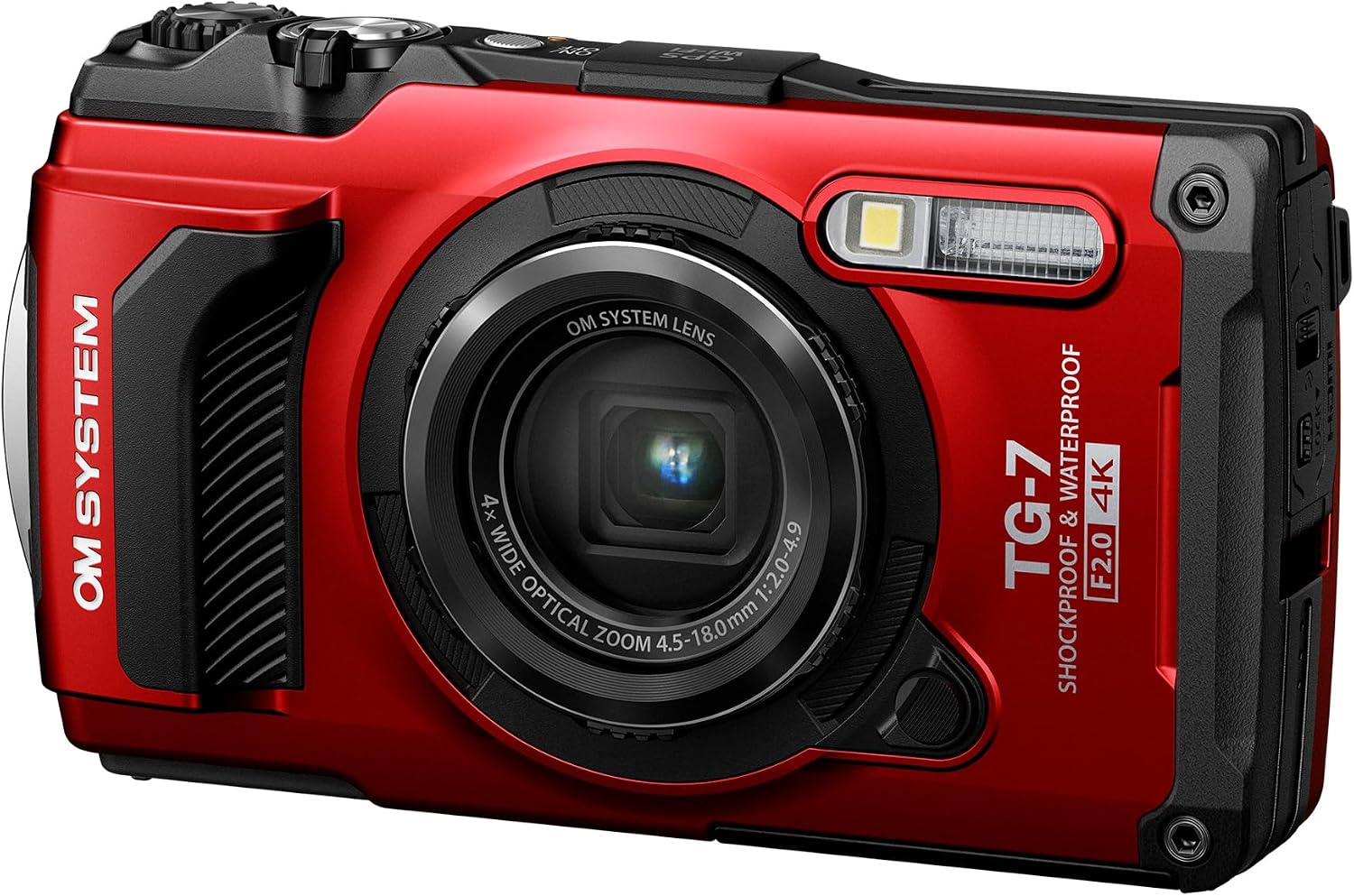 OM System OLYMPUS Tough TG-7 Red Underwater Camera, Waterproof, Freeze Proof, High Resolution Bright, 4K Video 44x Macro Shooting (Successor Olympus TG-6)