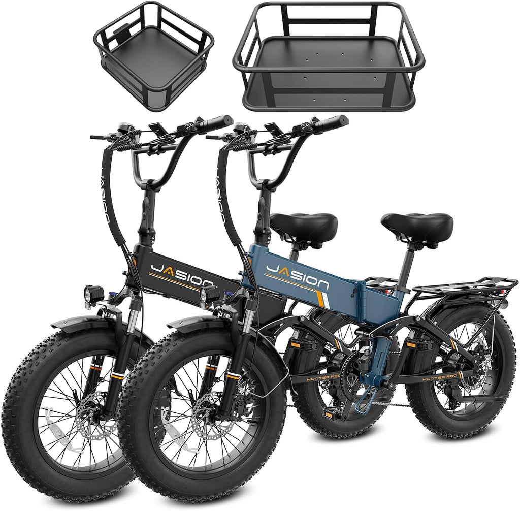 Jasion X Hunter/PRO Electric Bike for Adults,1800W/1400W Peak 20''Fat Tire Foldable Ebike,Folding E Bike Up to 80/70 Miles Range,720/624WH Removable Battery,30 MPH E Bike,Certified by UL2849