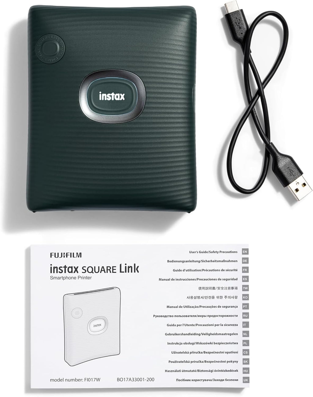 Fujifilm Instax Square Link Smartphone Printer - Midnight Green