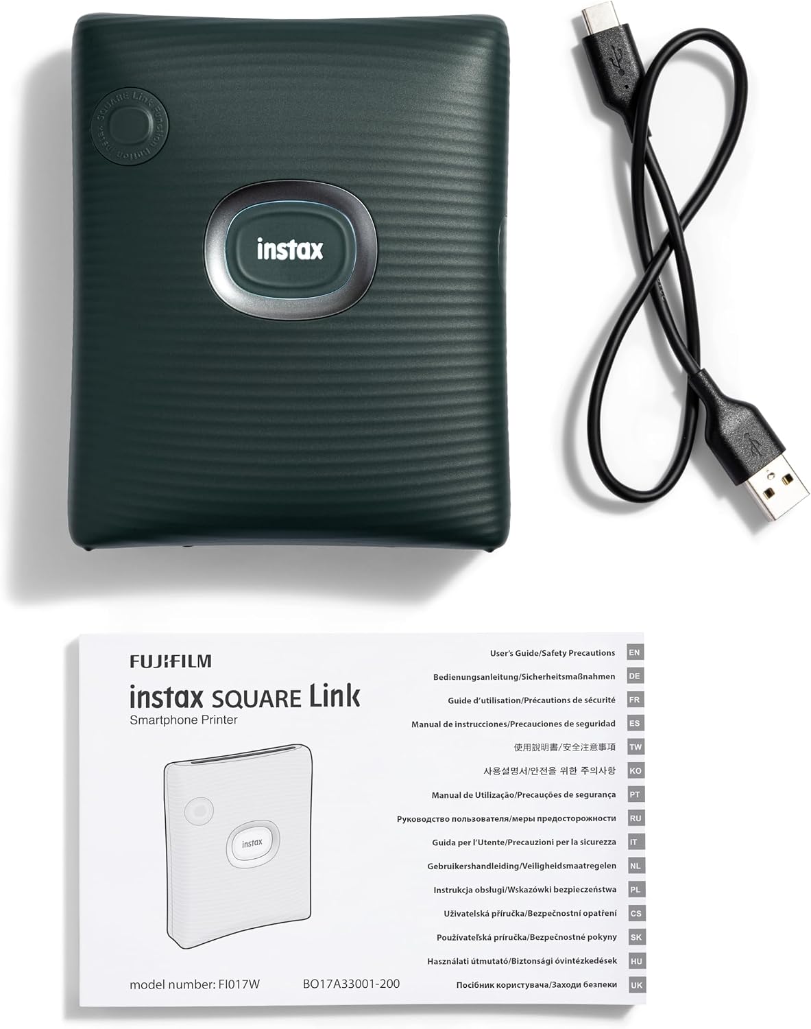 Fujifilm Instax Square Link Smartphone Printer - Midnight Green