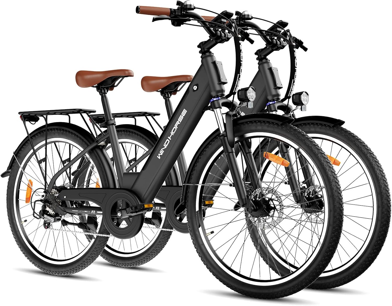 WINDHORSE 26' Electric Bike for Adults 20MPH & 30-50 Miles Range, Shimano 7-Speed, 468WH Removable Battery Commuter Ebike with 750W Peak Motor, Front Suspension, Rear Rack, Fenders, UL2849 Certified