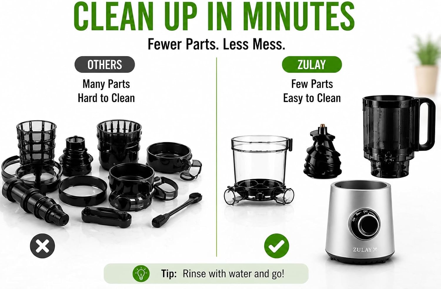 Zulay Kitchen Juicer Machine with 5' Wide Feed Chute, Cold Press Slow Masticating Juicer for Whole Fruits & Vegetables, Easy to Clean Stainless Steel Blades, High Juice Yield - Silver