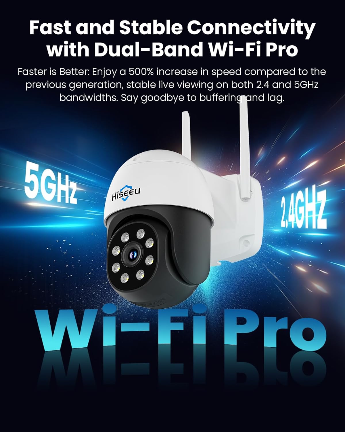 Hiseeu 4K Security Cameras Wireless Outdoor, 8MP 4-Cam Kit, 5G & 2.4G WiFi Cameras System for Home Security, Auto Tracking, Pan Tilt, Color Night Vision, Two-Way Audio, 16CH NVR, 1TB, No Subscription