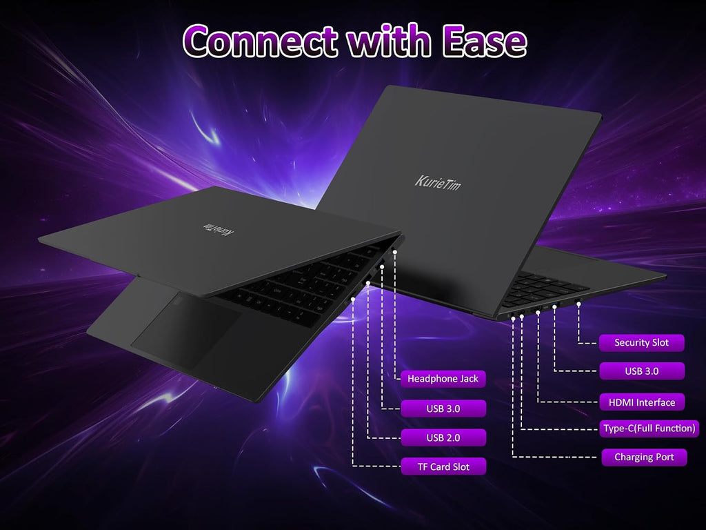32GB RAM Laptop Computer with 1TB NVMe SSD, Intel N150 Quad-Core Processor(Up to 3.6GHz), 15.6' FHD IPS Display, 8000mAh Battery, Backlit Keyboard, Privacy Webcam, Fingerprint Unlock, Win11 Pro